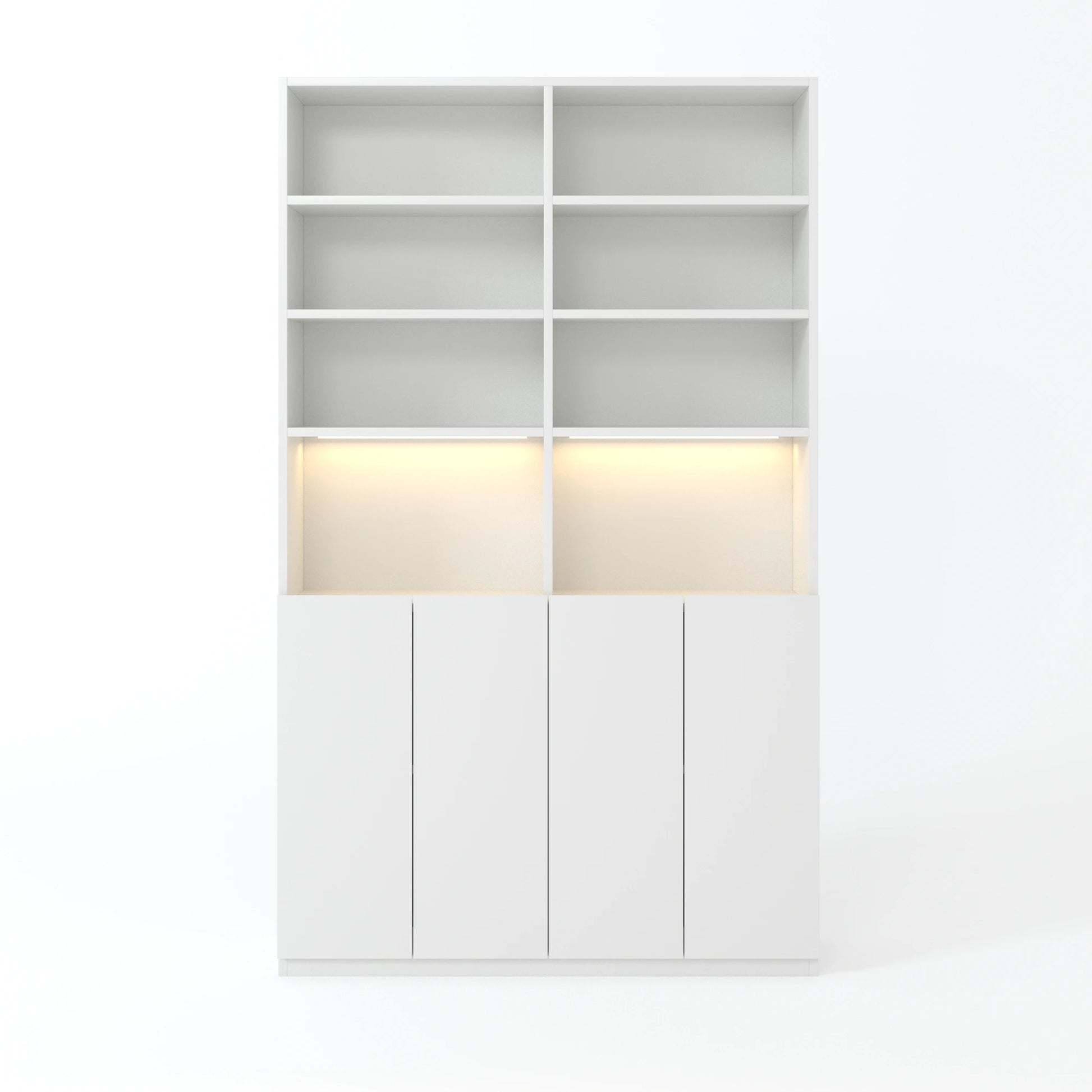 Loft Kiri Bookcase with 4 Doors, 120cm, White