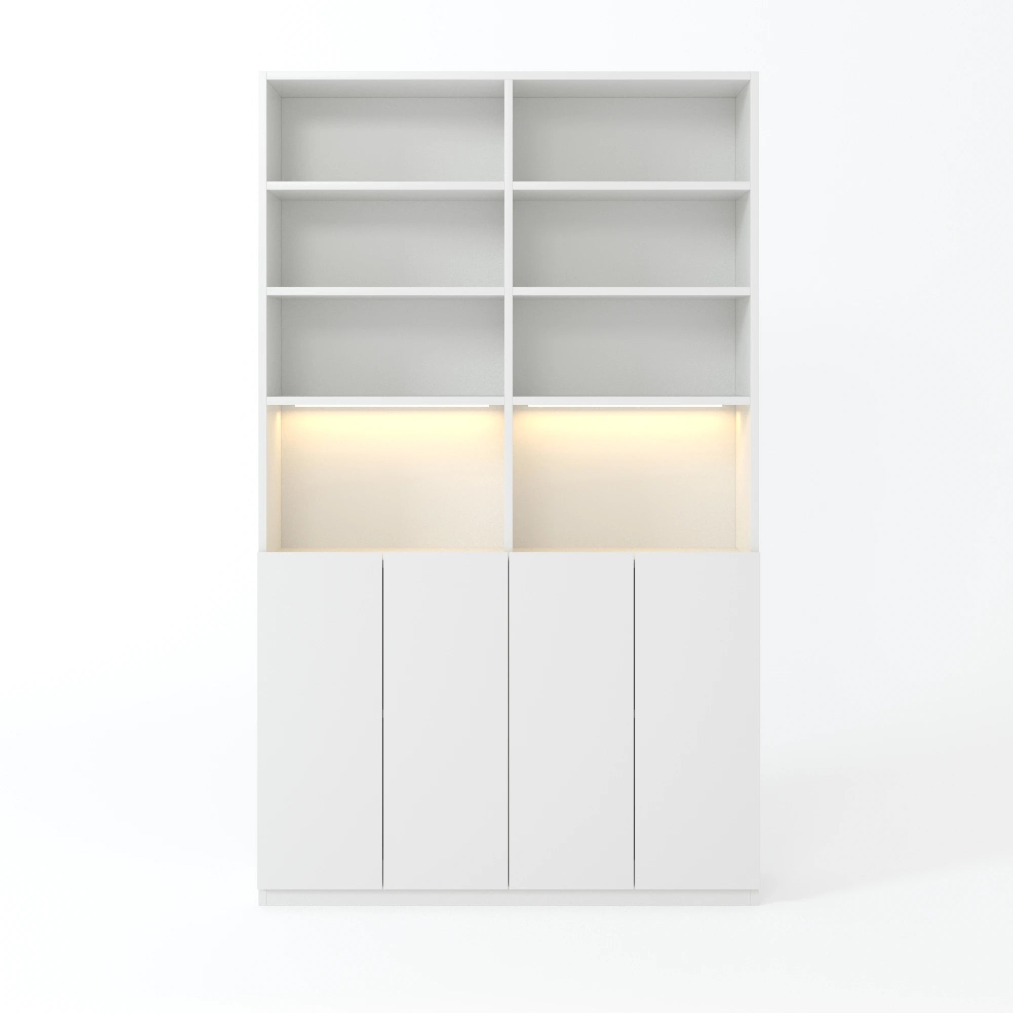 Loft Kiri Bookcase with 4 Doors, 120cm, White