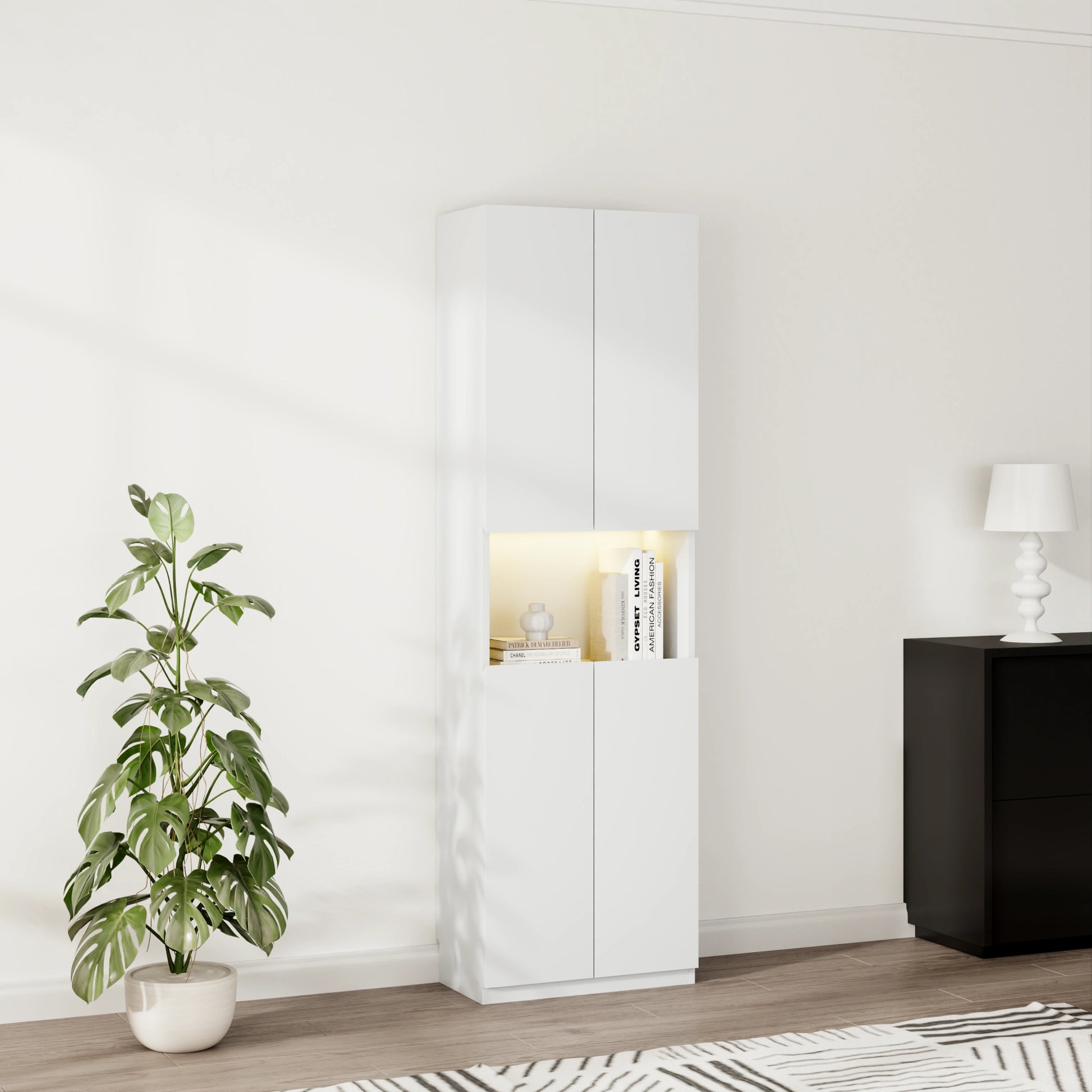 Loft Kiri Bookcase with 4 Doors, 60cm, White