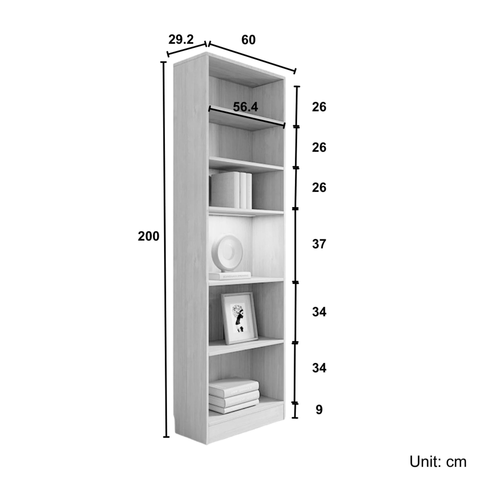 Loft Kiri Bookcase with 4 Doors, 60cm, White
