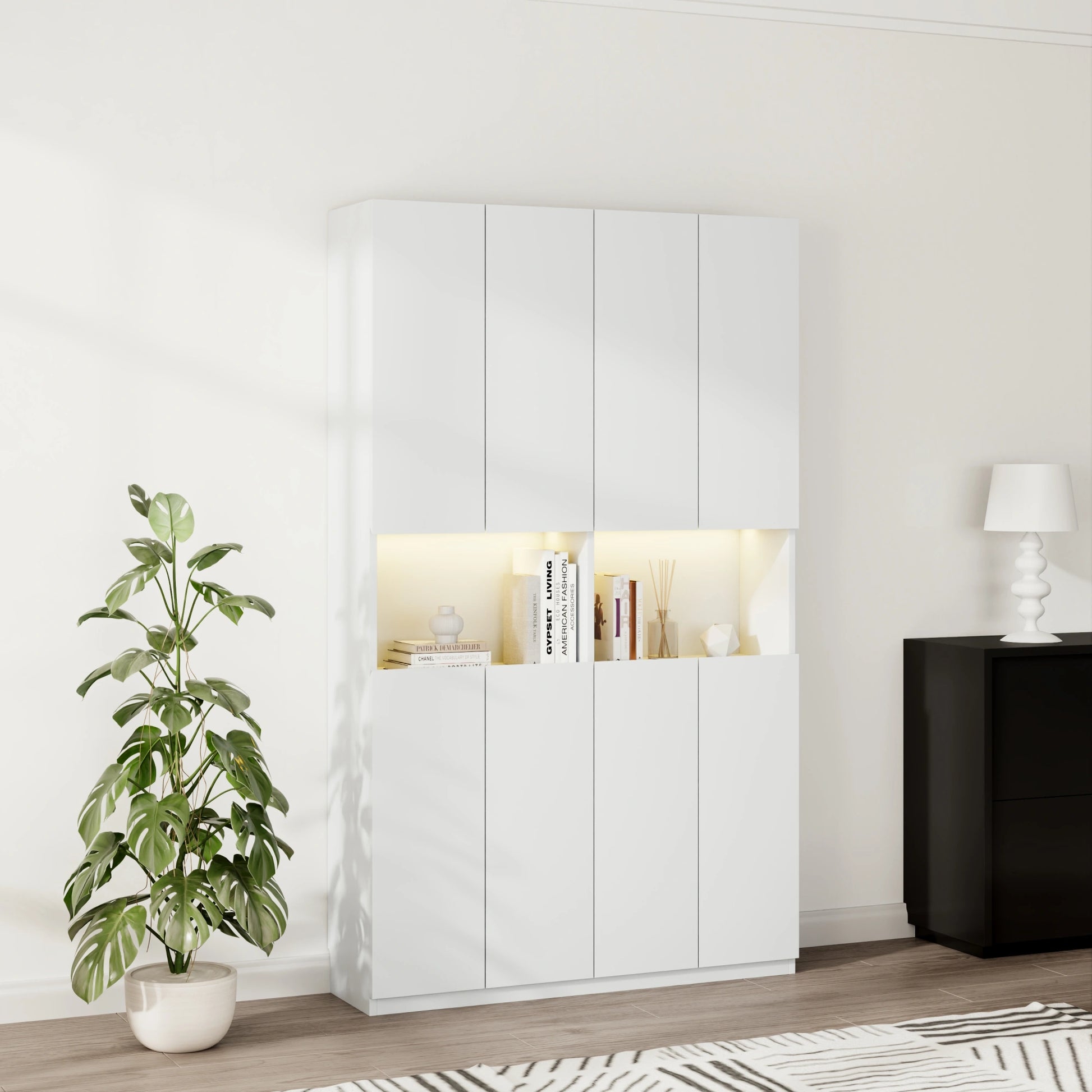 Loft Kiri Bookcase with 8 Doors, 120cm, White