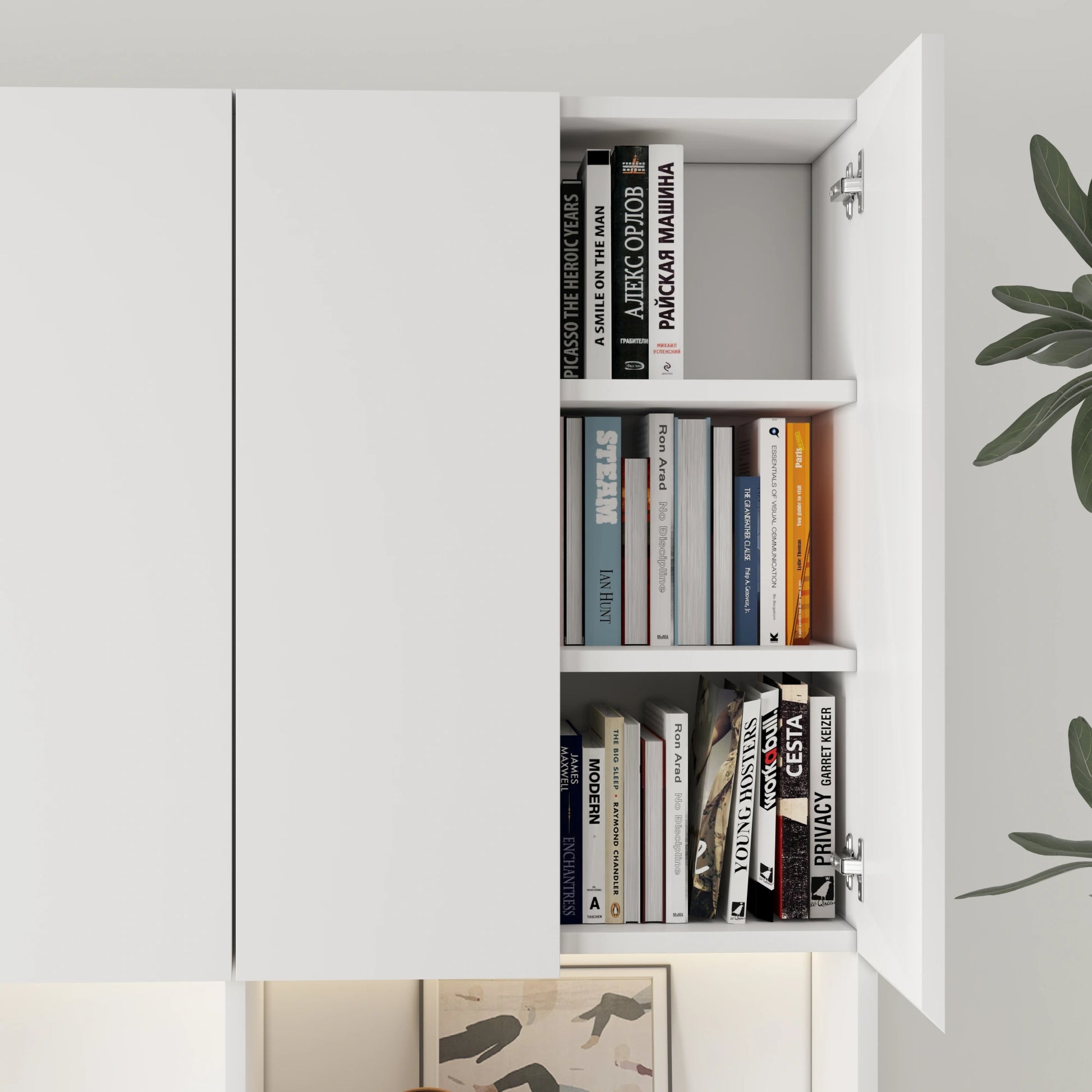 Loft Kiri Bookcase with 8 Doors, 120cm, White