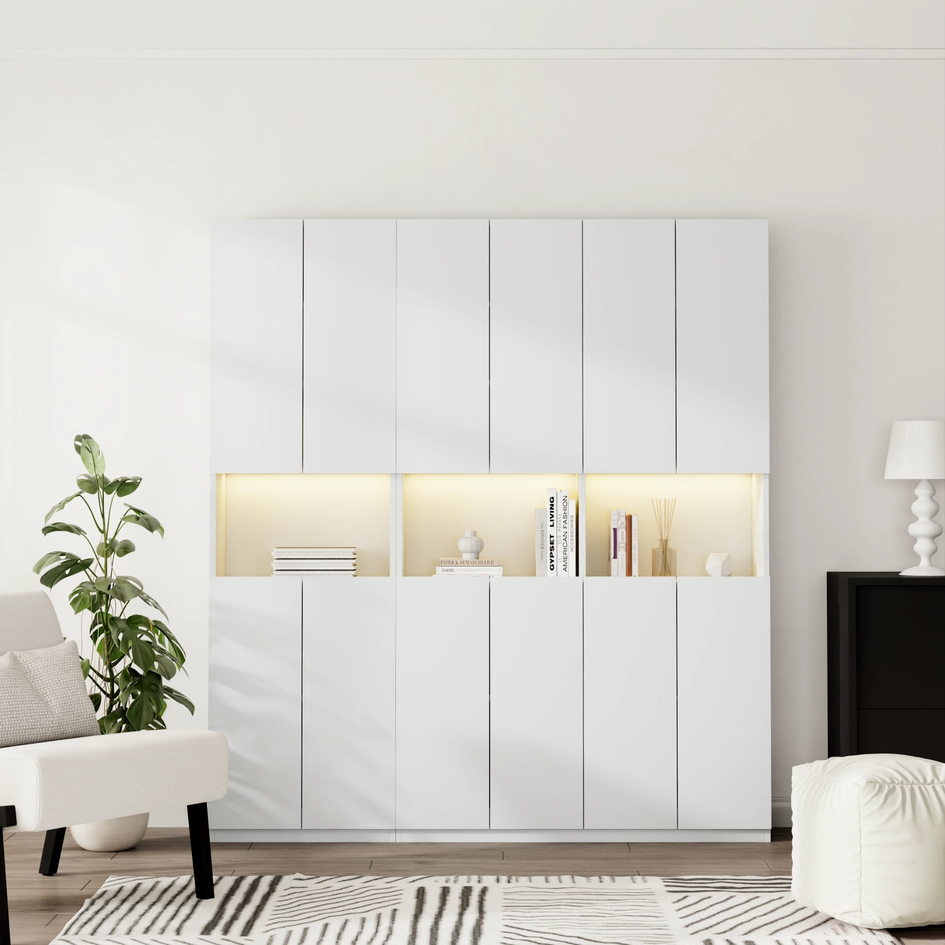 Loft Kiri Bookcase with 8 Doors, 120cm, White
