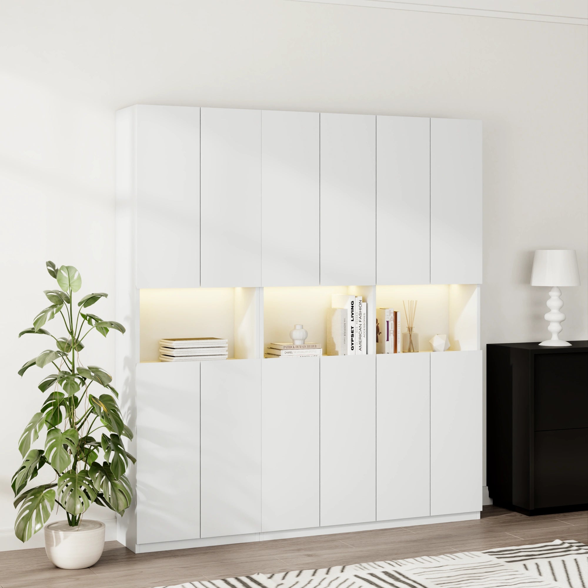 Loft Kiri Bookcase with 8 Doors, 120cm, White