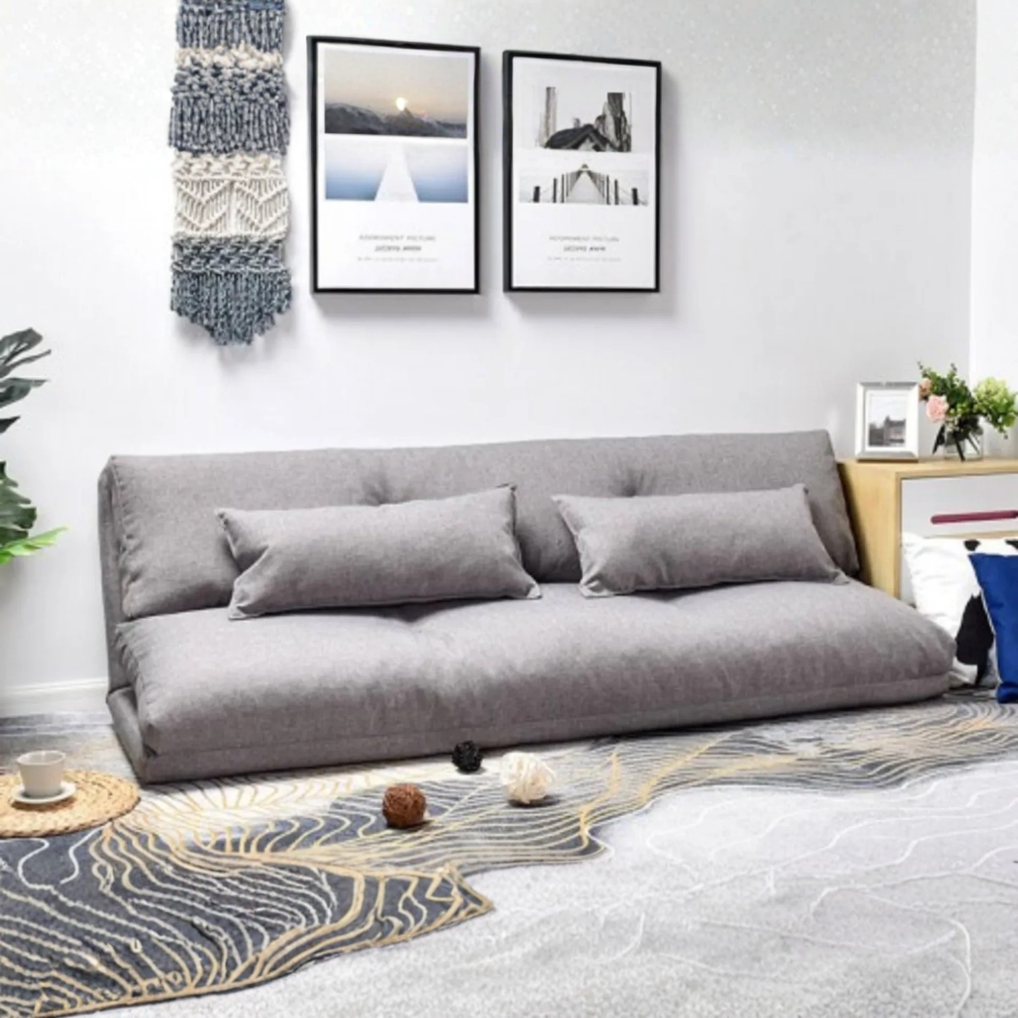 Urbana Japanese Futon Lounge 3-Seater Sofa Bed, Grey