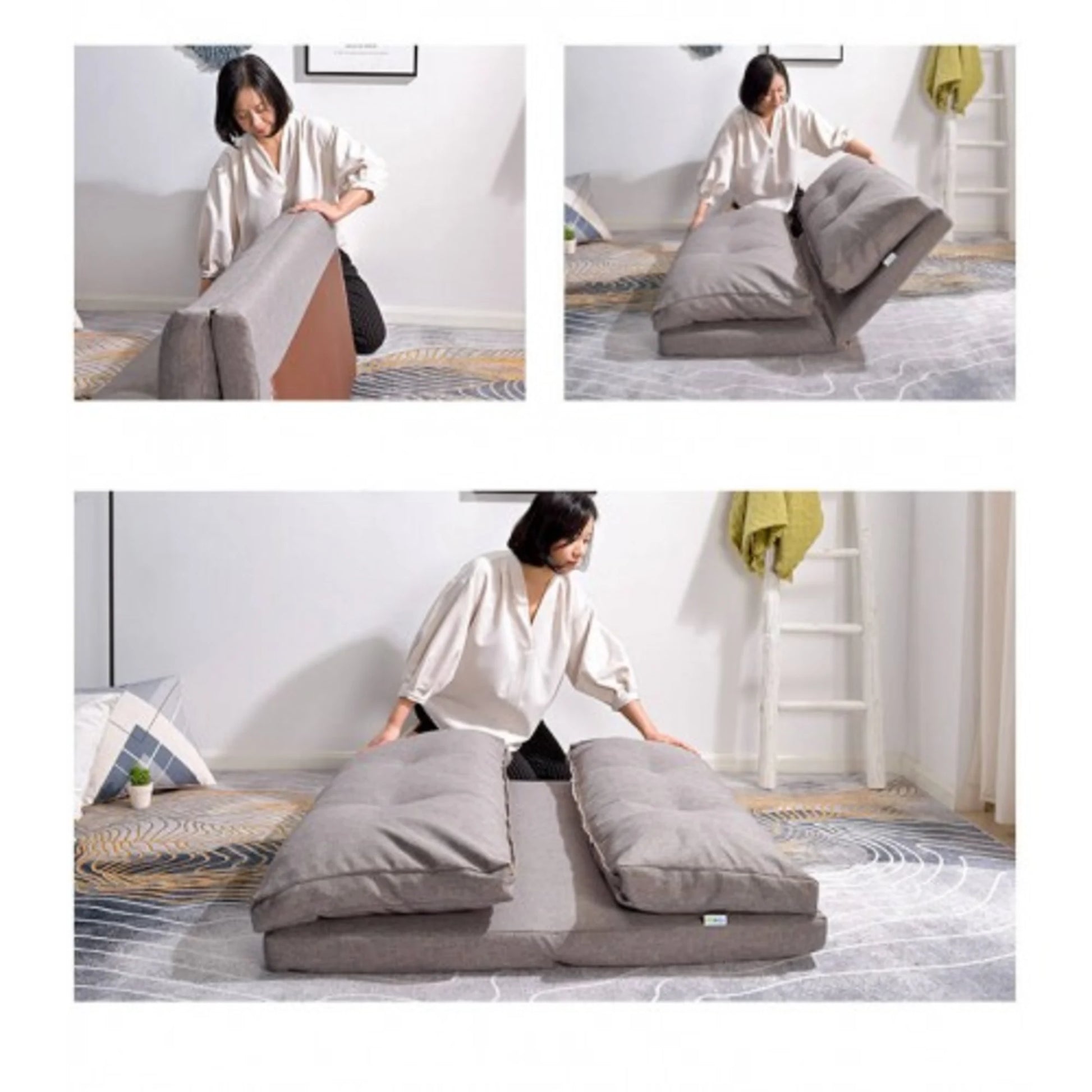 Urbana Japanese Futon Lounge 3-Seater Sofa Bed, Grey