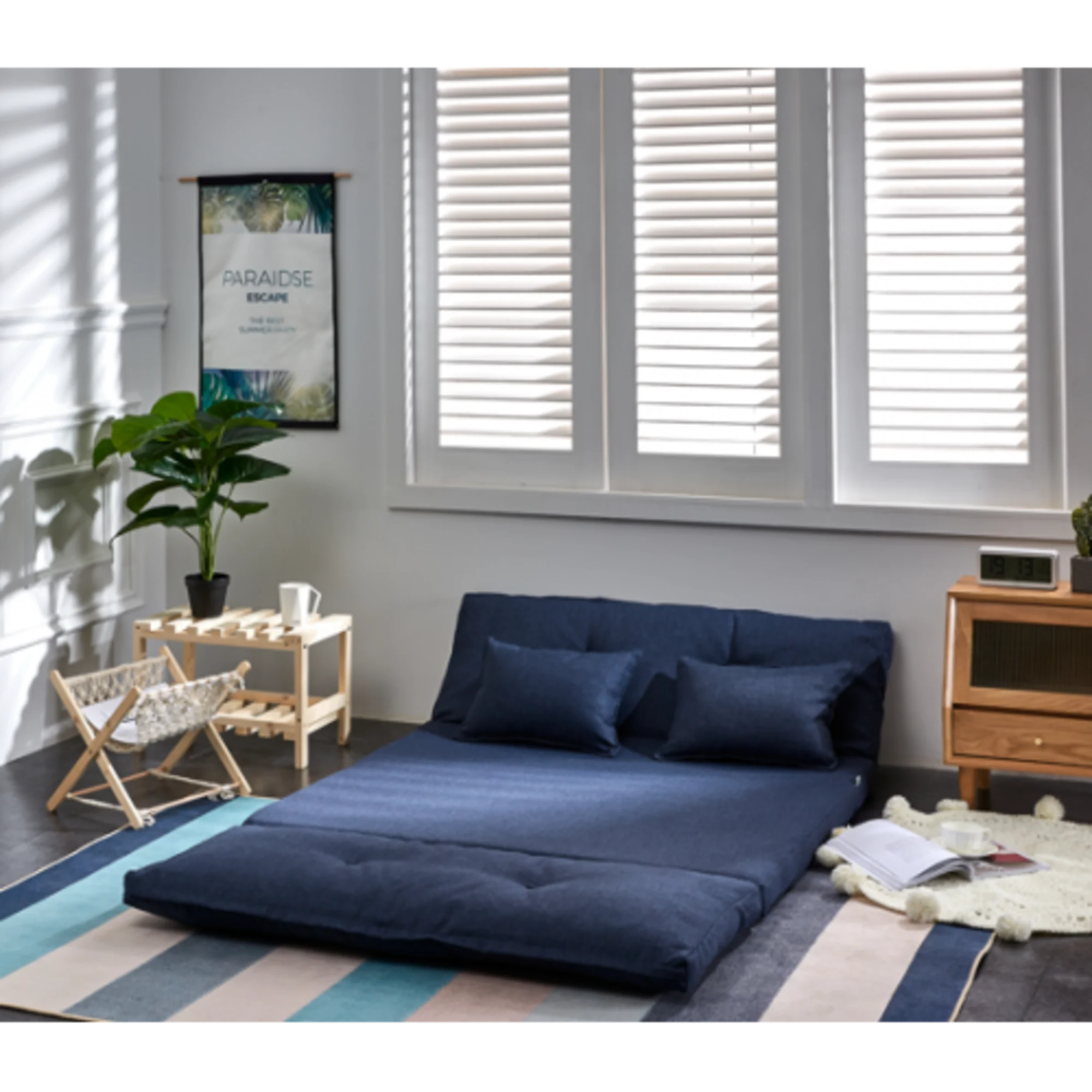 Urbana Japanese Futon Lounge 1-Seater Sofa Bed, Blue