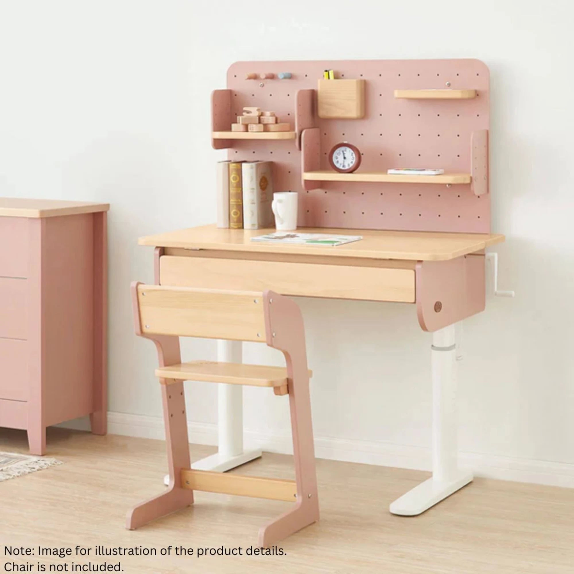 Boori Ergonomic Kids Desk (100cm) With Pegboard Hutch Package, Cherry