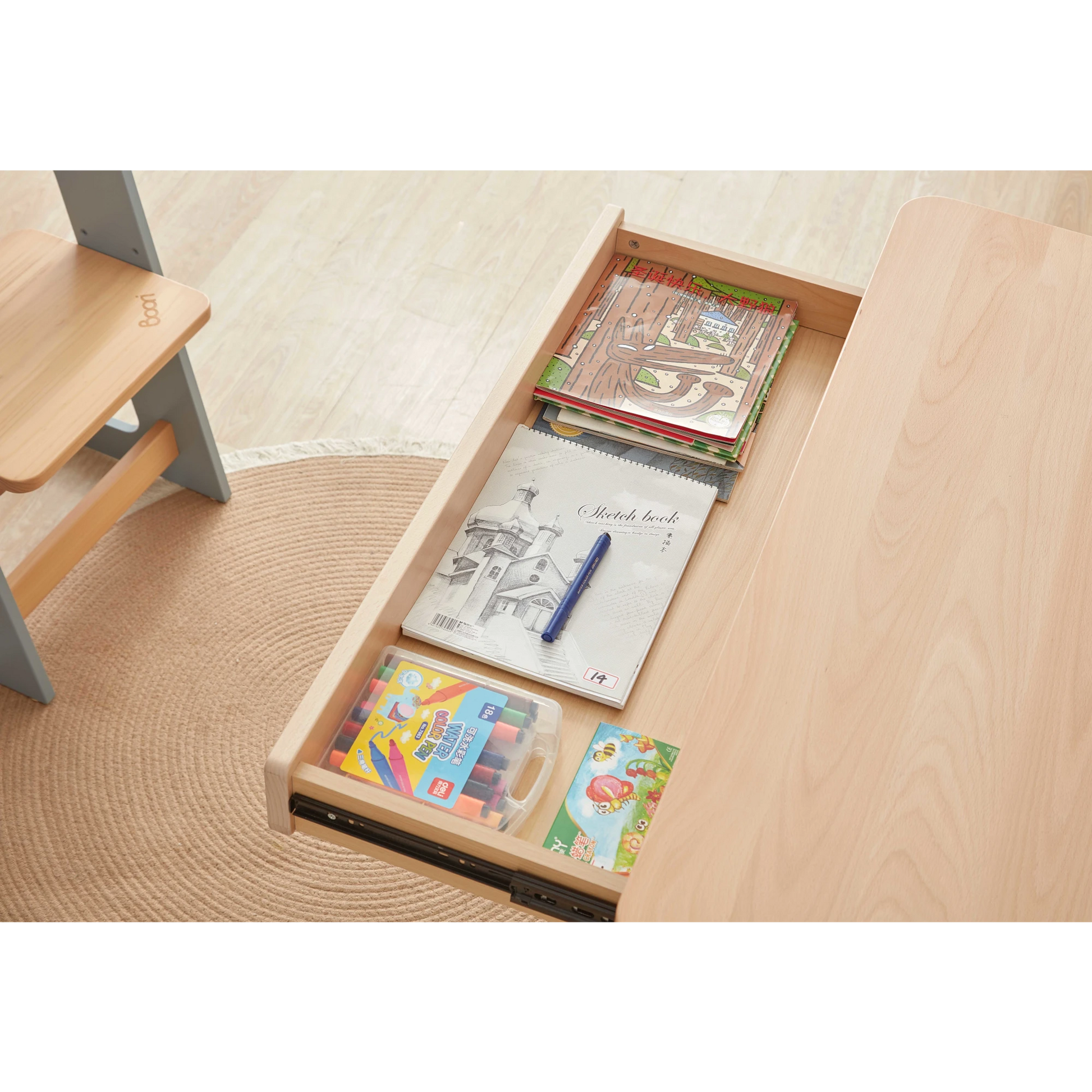 Boori Ergonomic Kids Desk (100cm) With Pegboard Hutch Package, Cherry