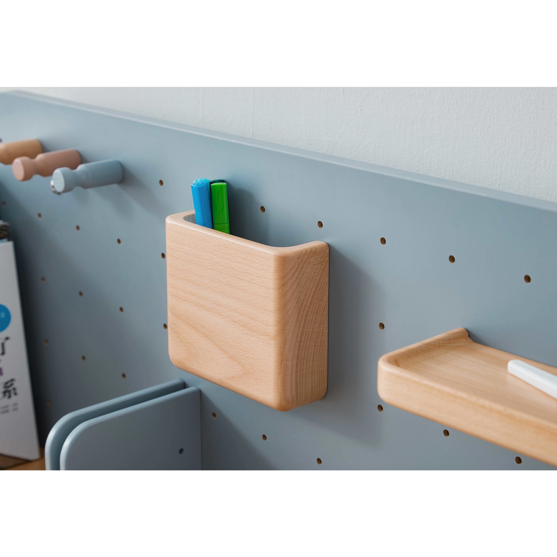 Boori Ergonomic Kids Desk (100cm) With Pegboard Hutch Package, Blueberry
