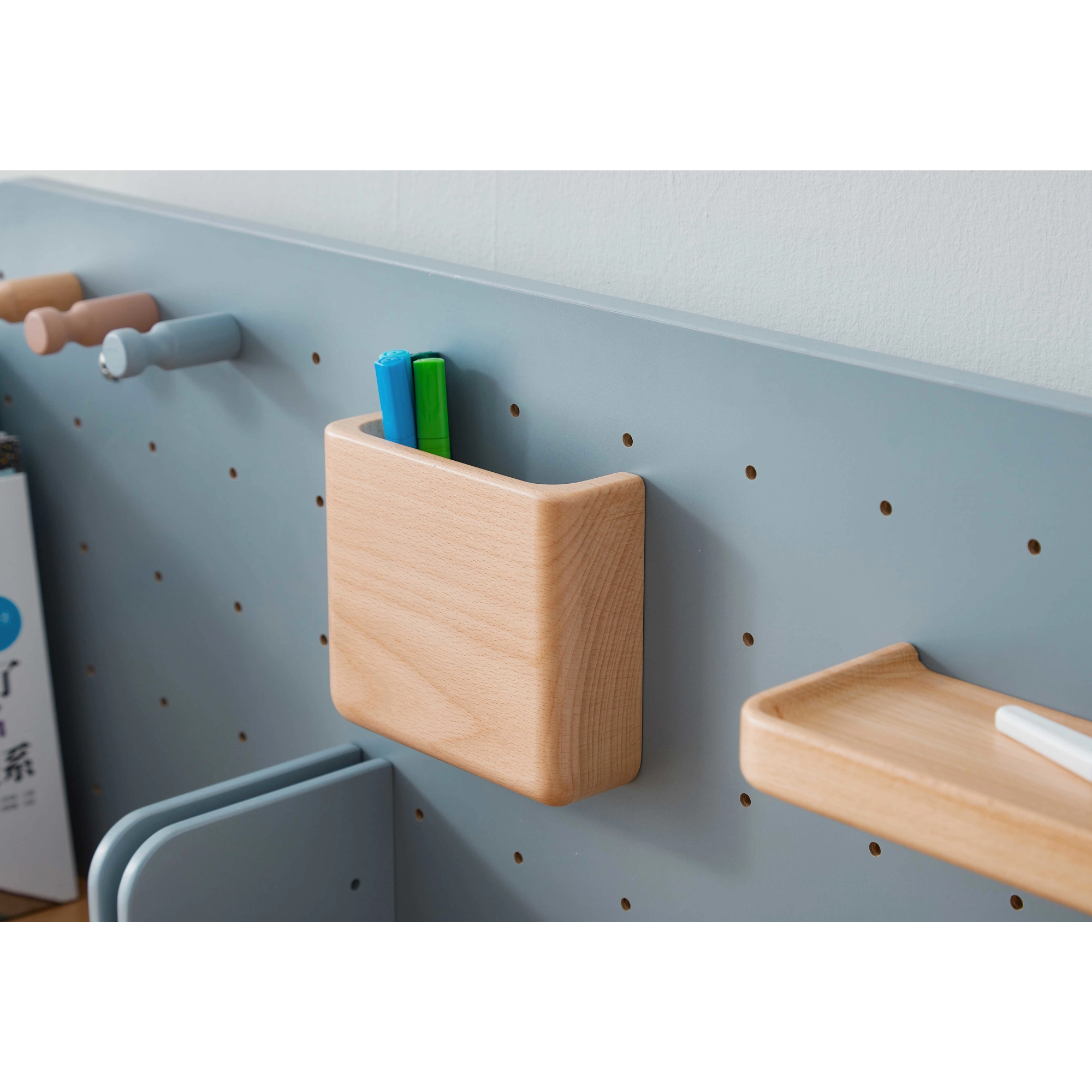 Boori Ergonomic Kids Desk (100cm) With Pegboard Hutch Package, Blueberry
