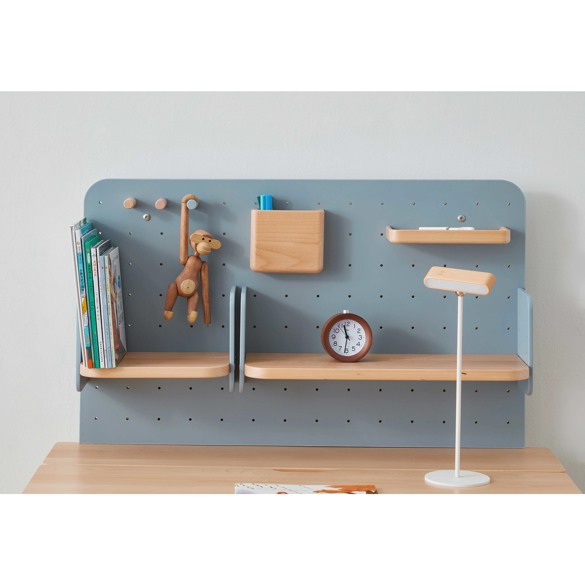 Boori Ergonomic Kids Desk (100cm) With Pegboard Hutch Package, Blueberry
