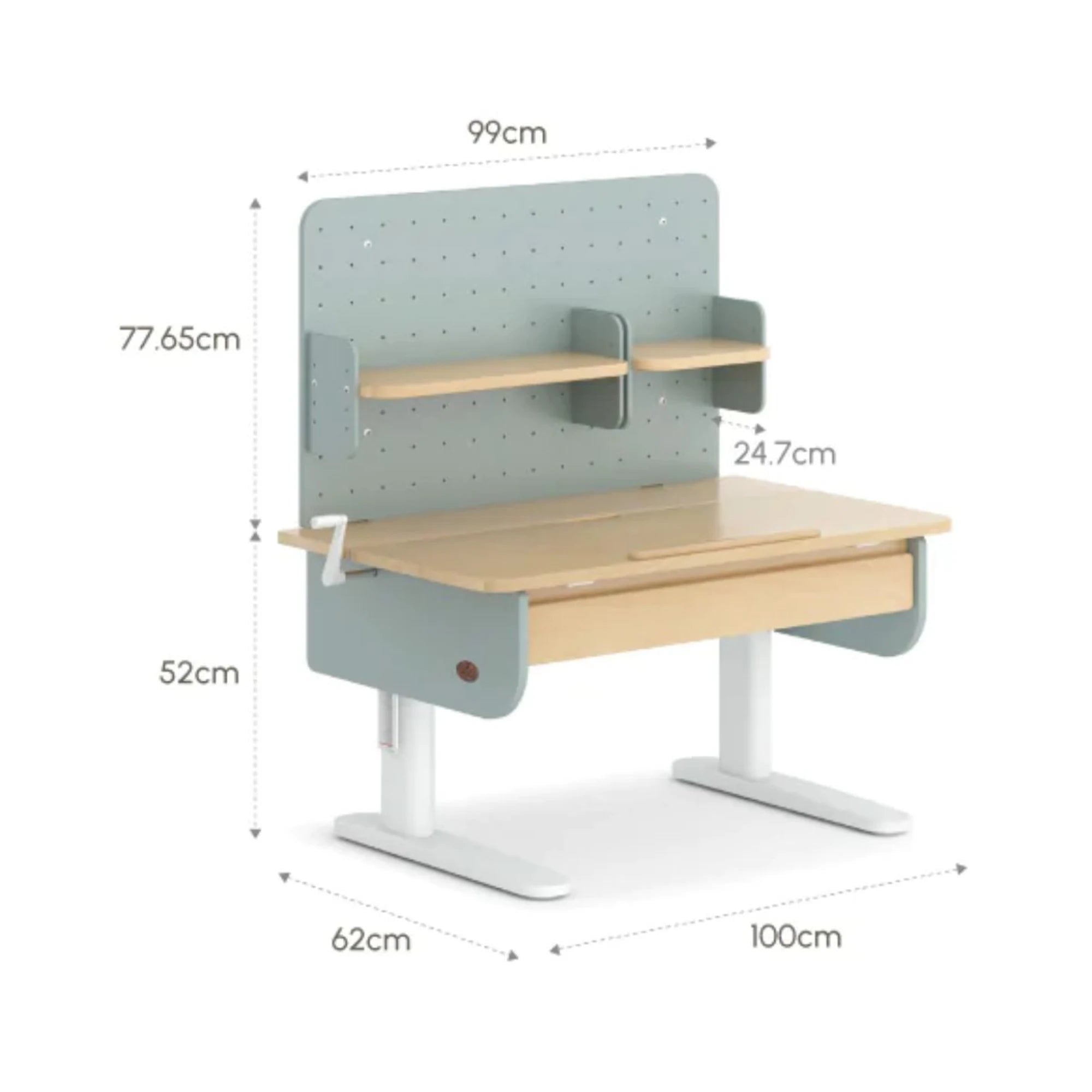 Boori Ergonomic Kids Desk (100cm) With Pegboard Hutch Package, Blueberry