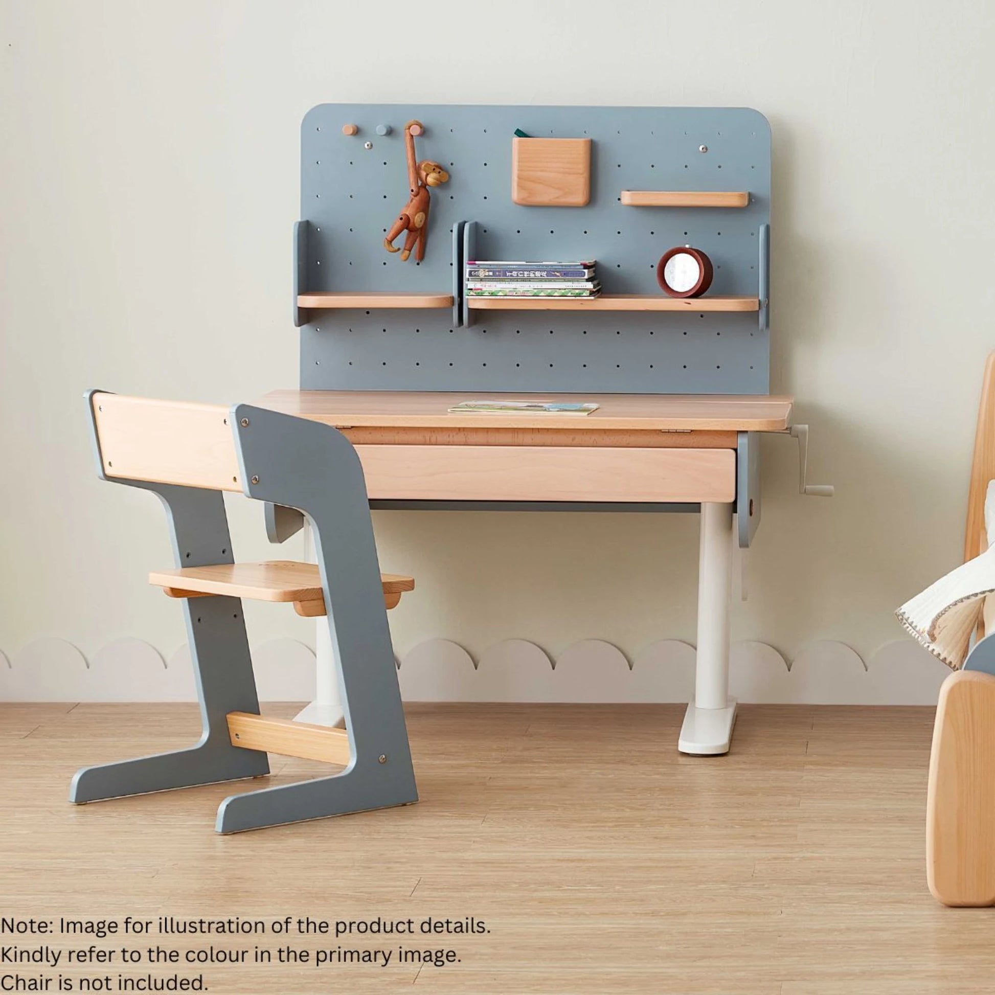 Boori Ergonomic Kids Desk (100cm) With Pegboard Hutch Package, Barley White