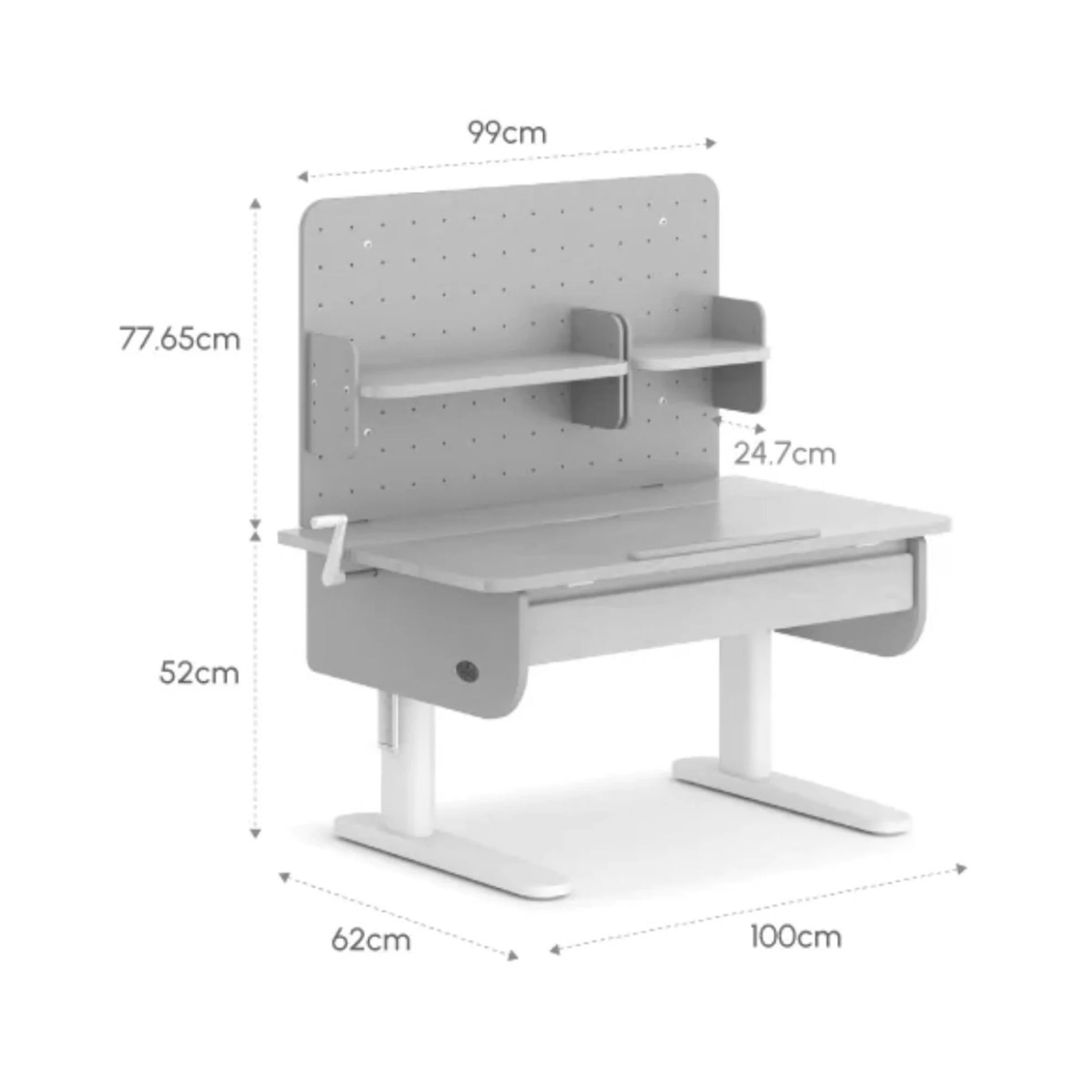 Boori Ergonomic Kids Desk (100cm) With Pegboard Hutch Package, Barley White