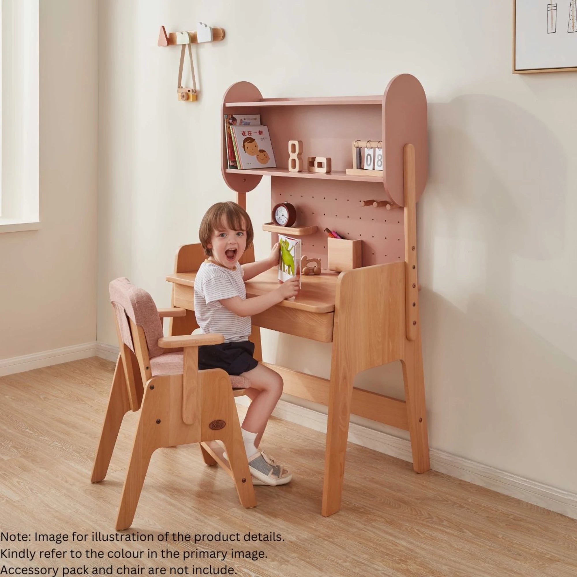 Boori Euler Kids Desk With Pegboard And Hutch Package, Barley White