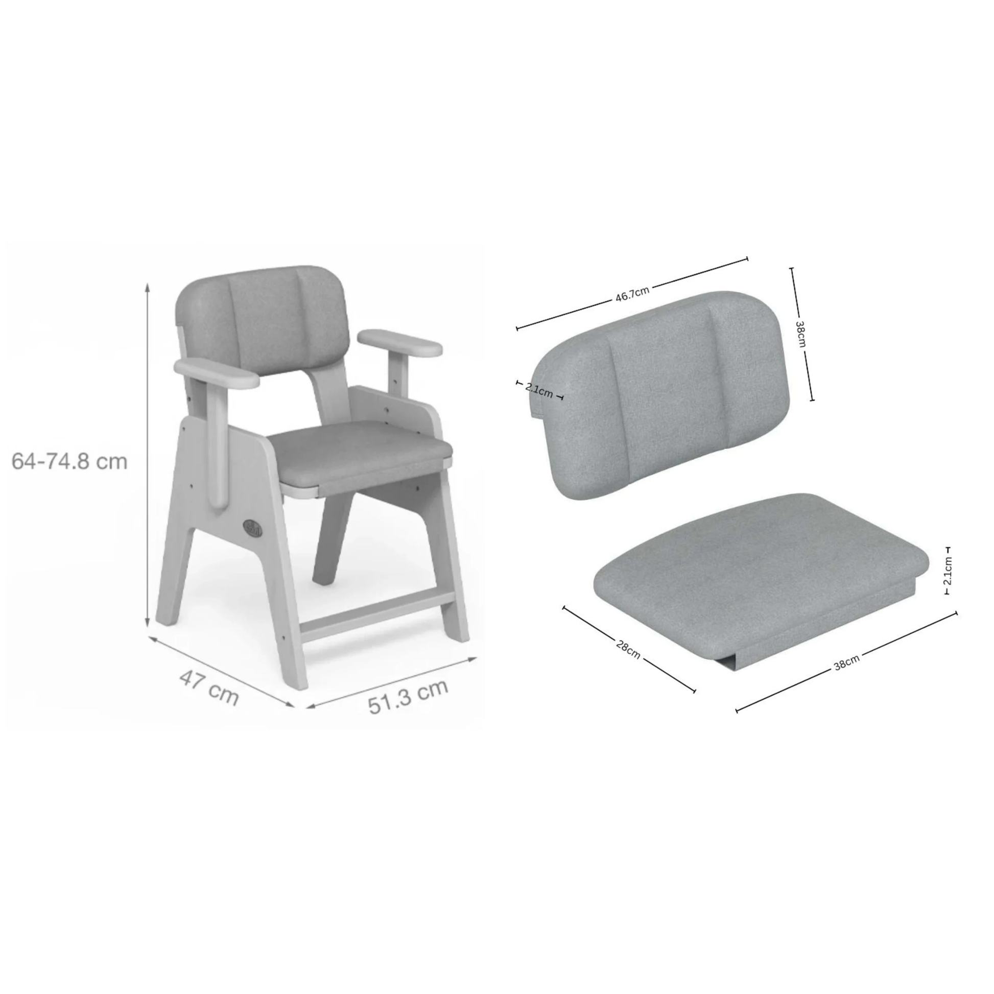 Boori Euler Kids Study Chair with Cushion Set, Blueberry