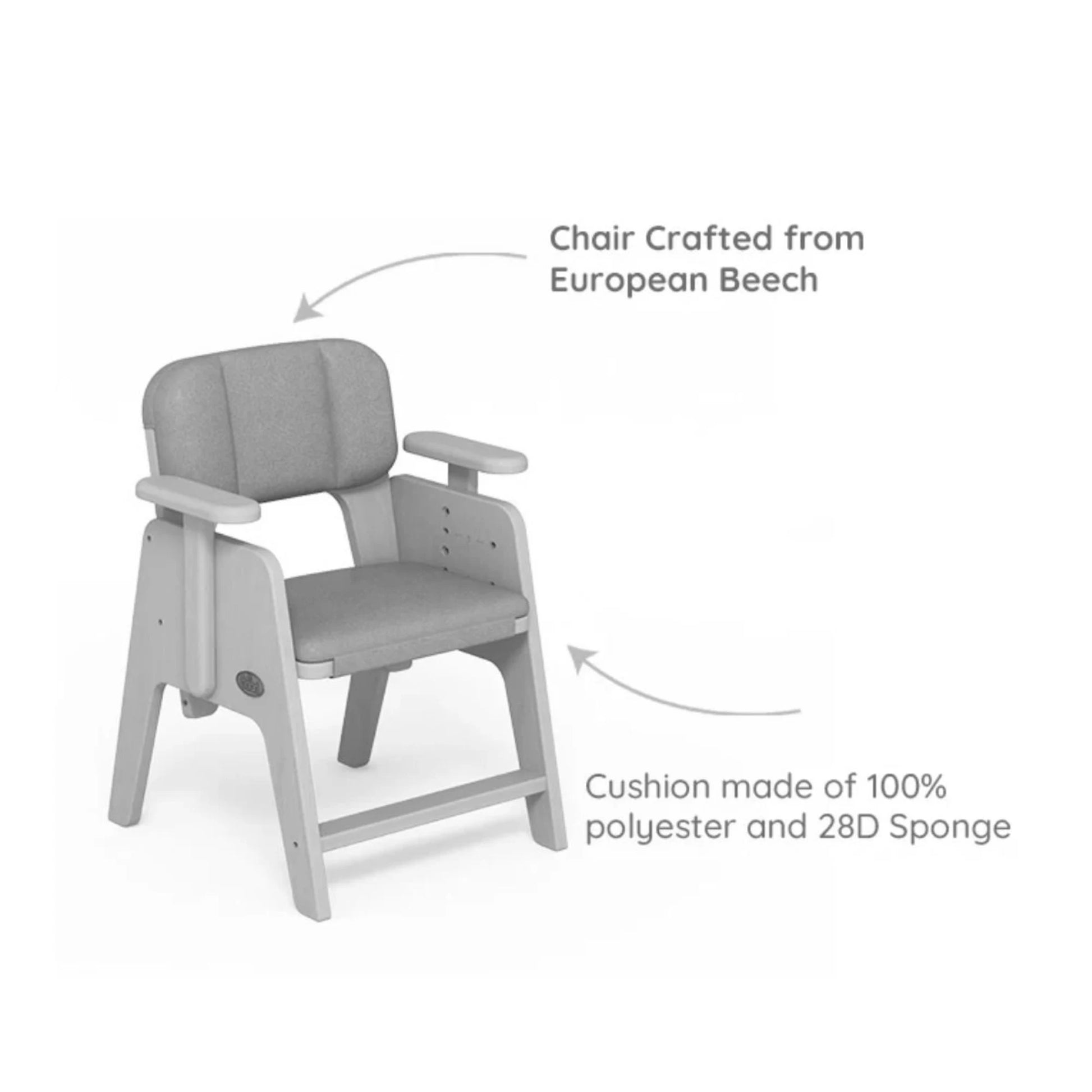 Boori Euler Kids Study Chair with Cushion Set, Pebble