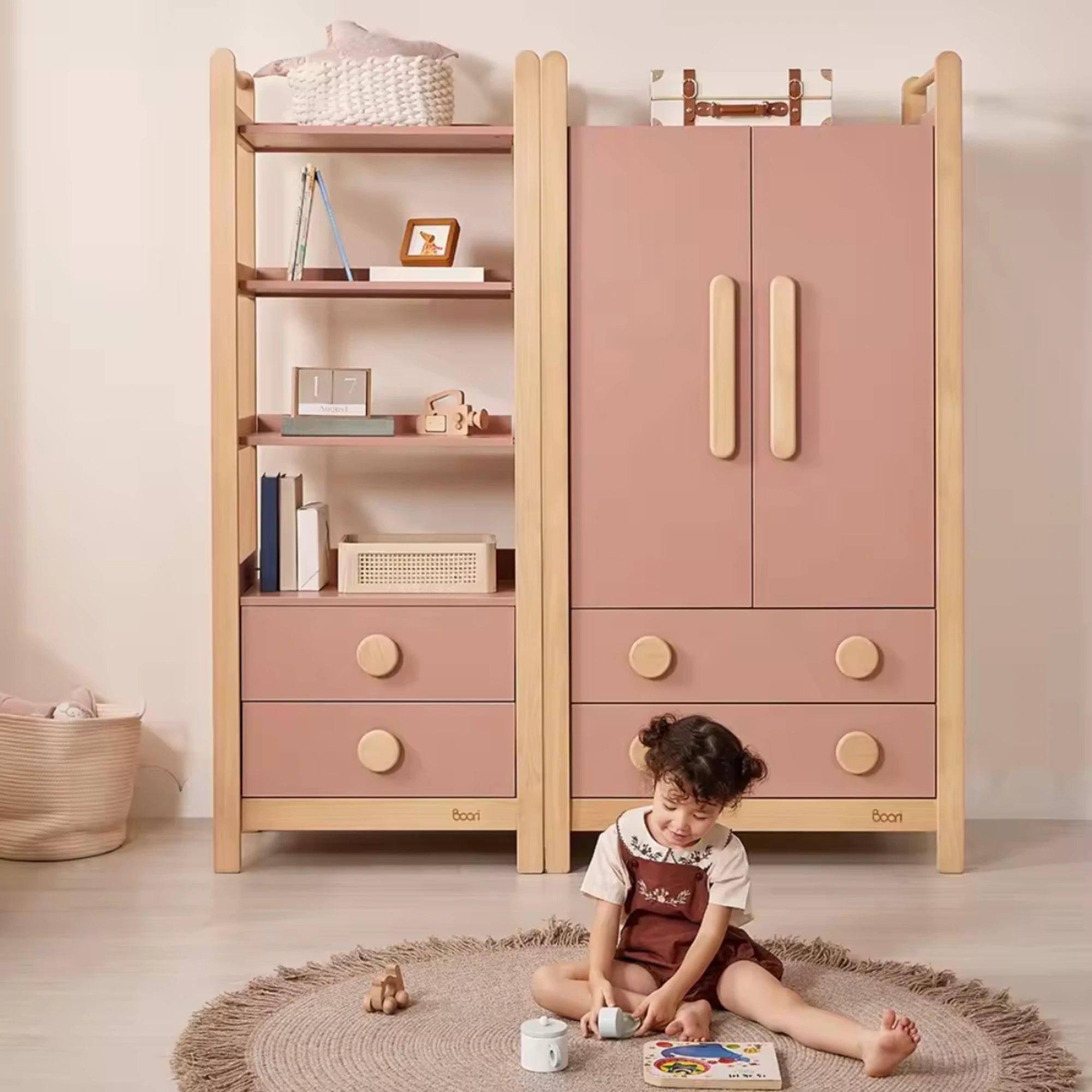 Boori Tidy Kids 2 Door Wardrobe With 2 Drawers, Cherry