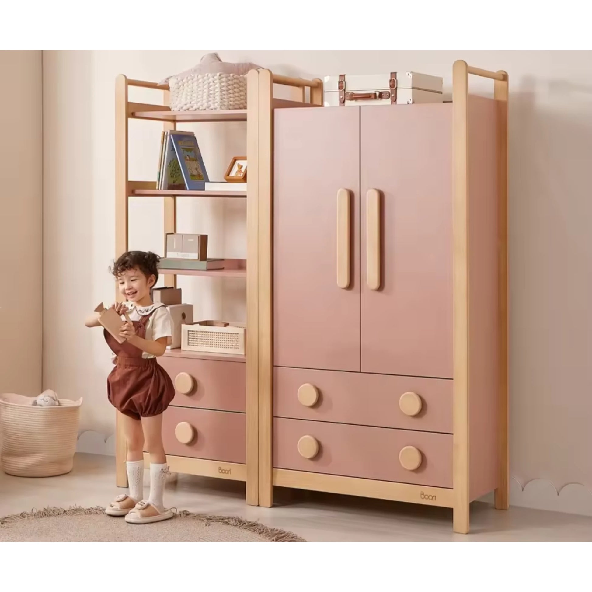 Boori Tidy Kids 2 Door Wardrobe With 2 Drawers, Cherry