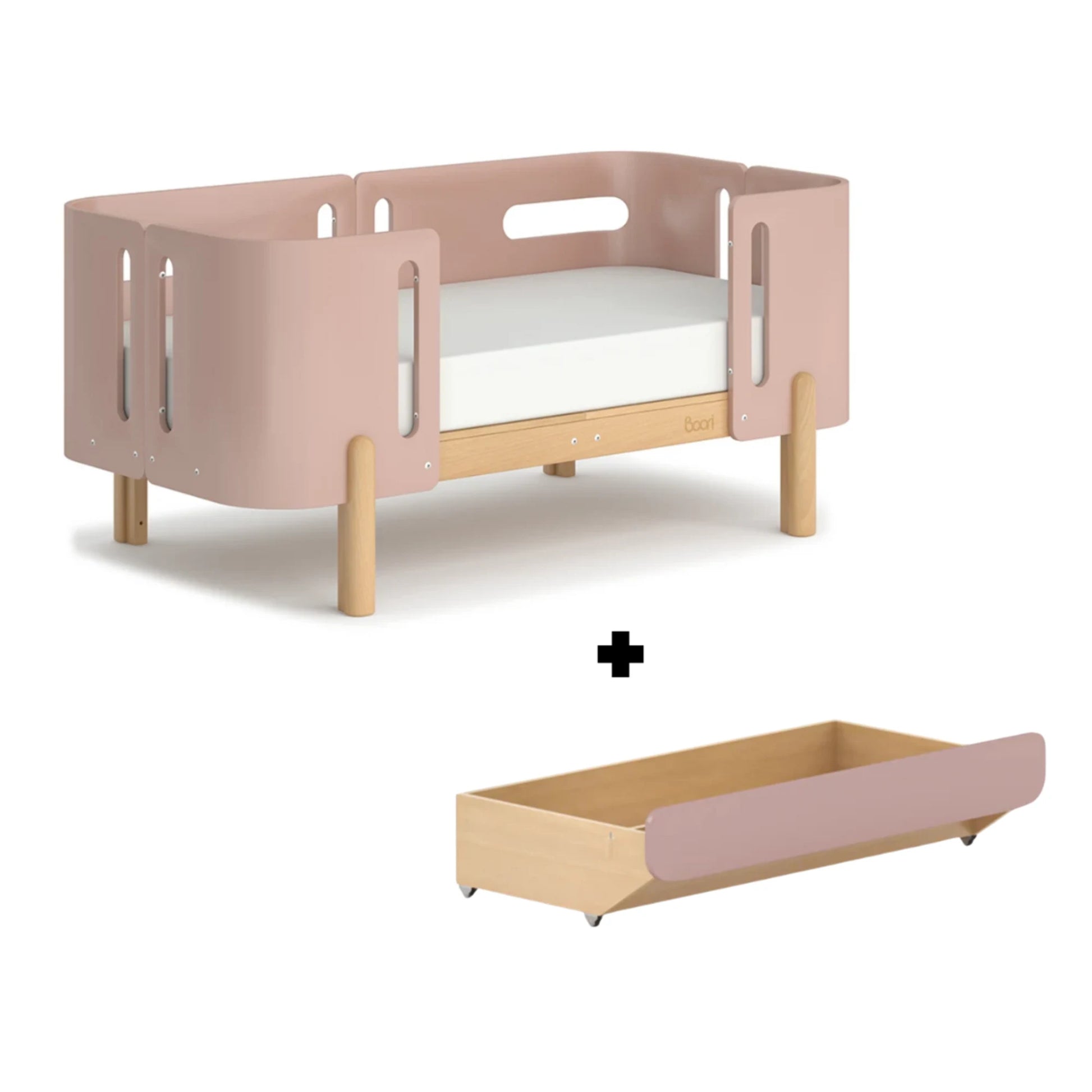 Boori Nova Evolve Kids Bedside Bed with Drawer, Cherry