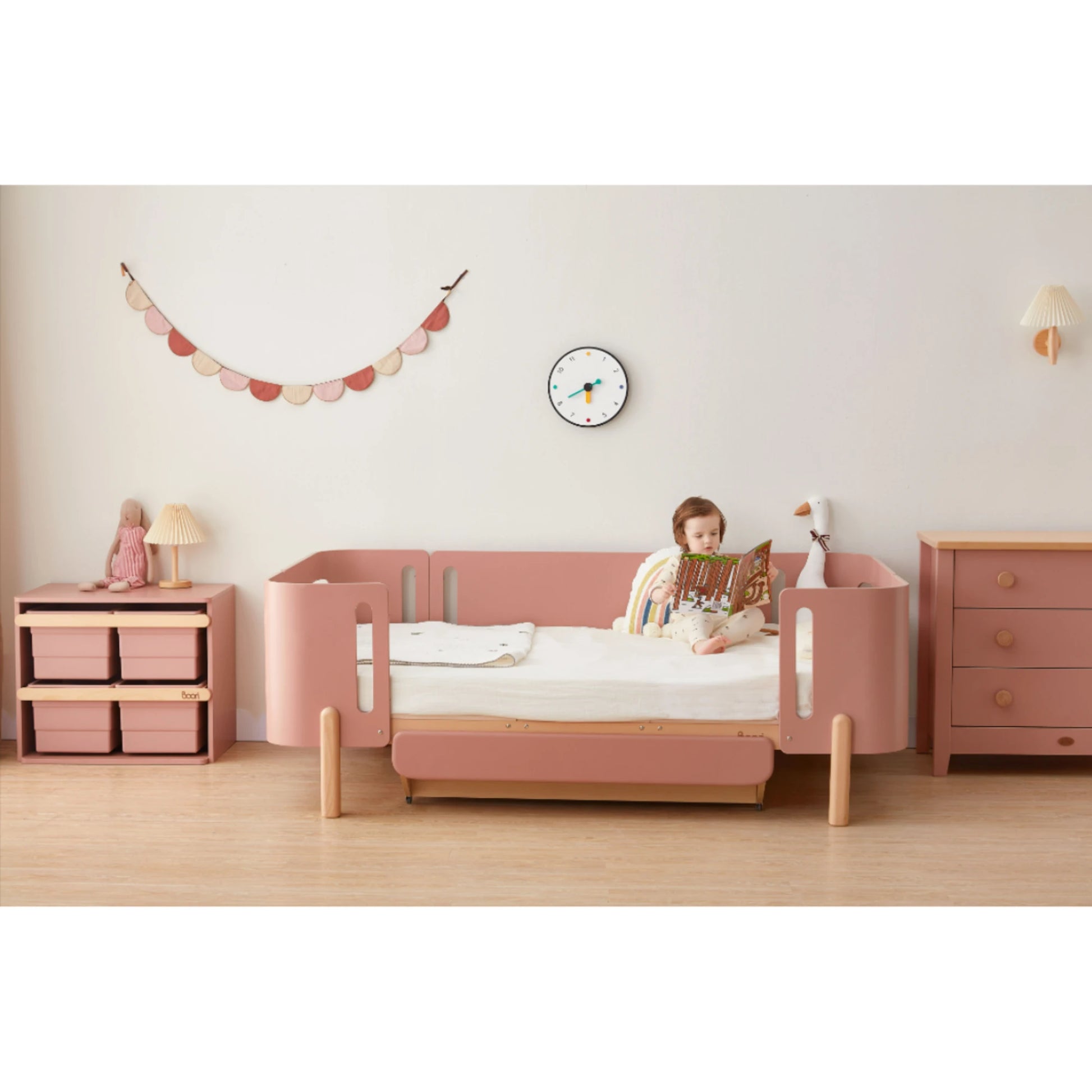 Boori Nova Evolve Kids Bedside Bed with Drawer, Cherry