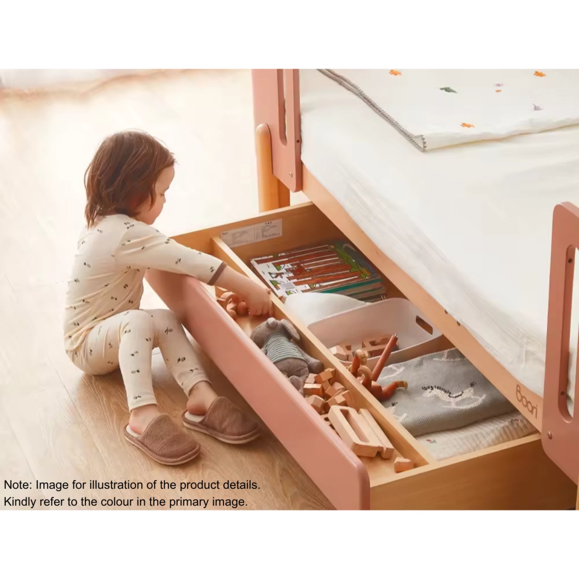 Boori Nova Evolve Kids Bedside Bed with Drawer, Blueberry