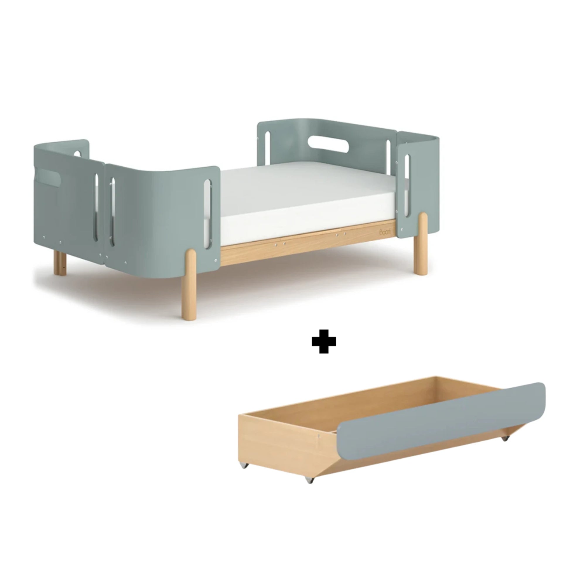 Boori Nova Kids Long Junior Global Double Bed with Drawer, Blueberry