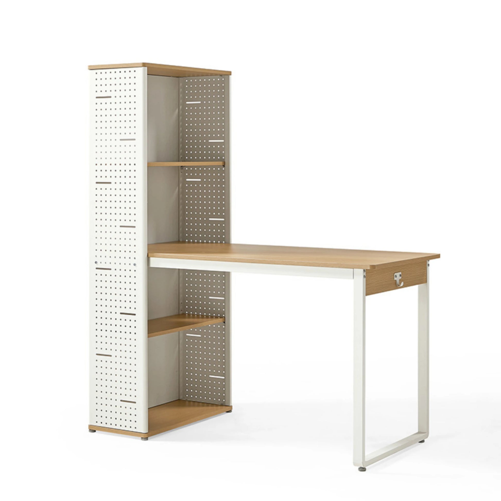 Linspire Ascend Desk with Shelves, Natural Wood & White