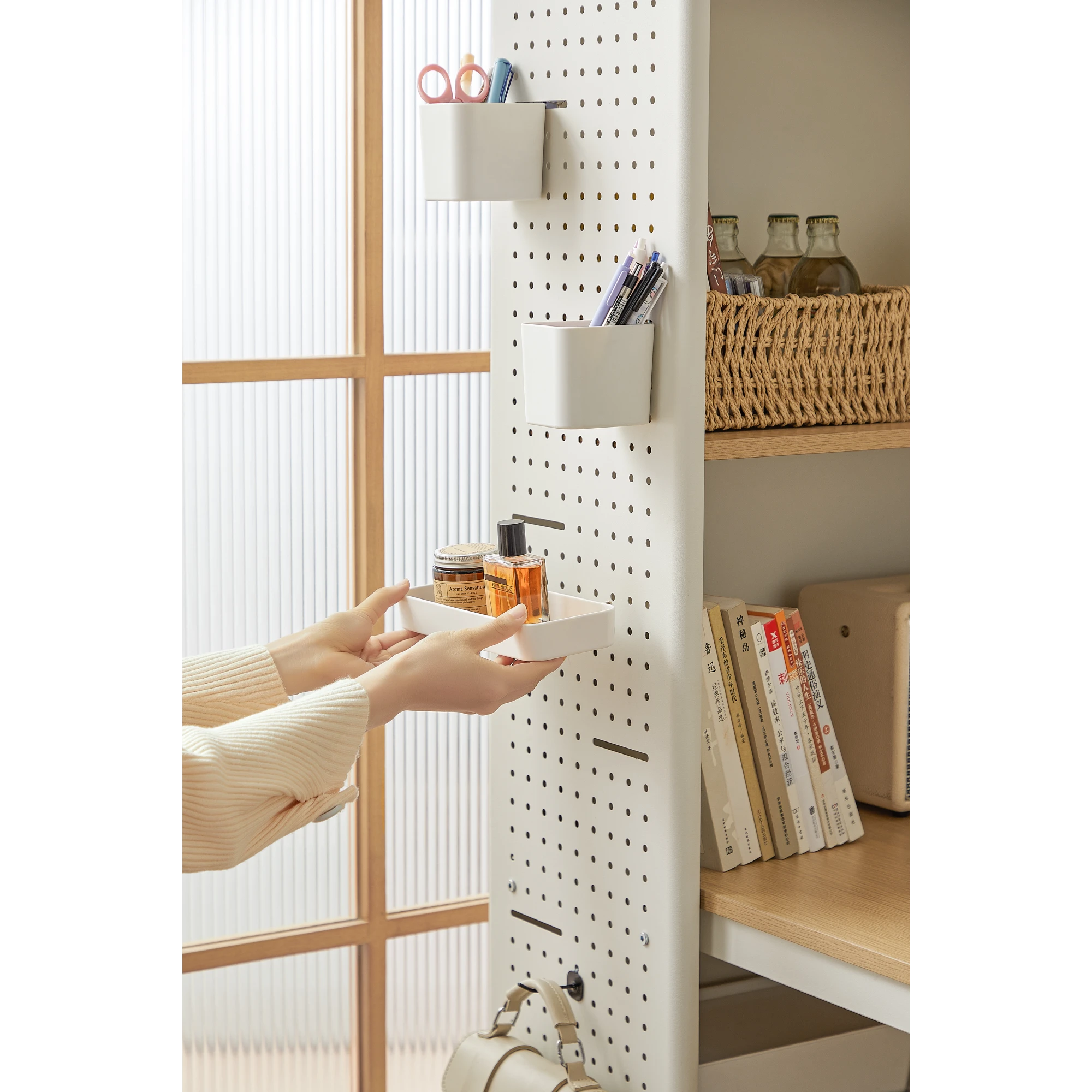 Linspire Ascend Desk with Shelves, Natural Wood & White