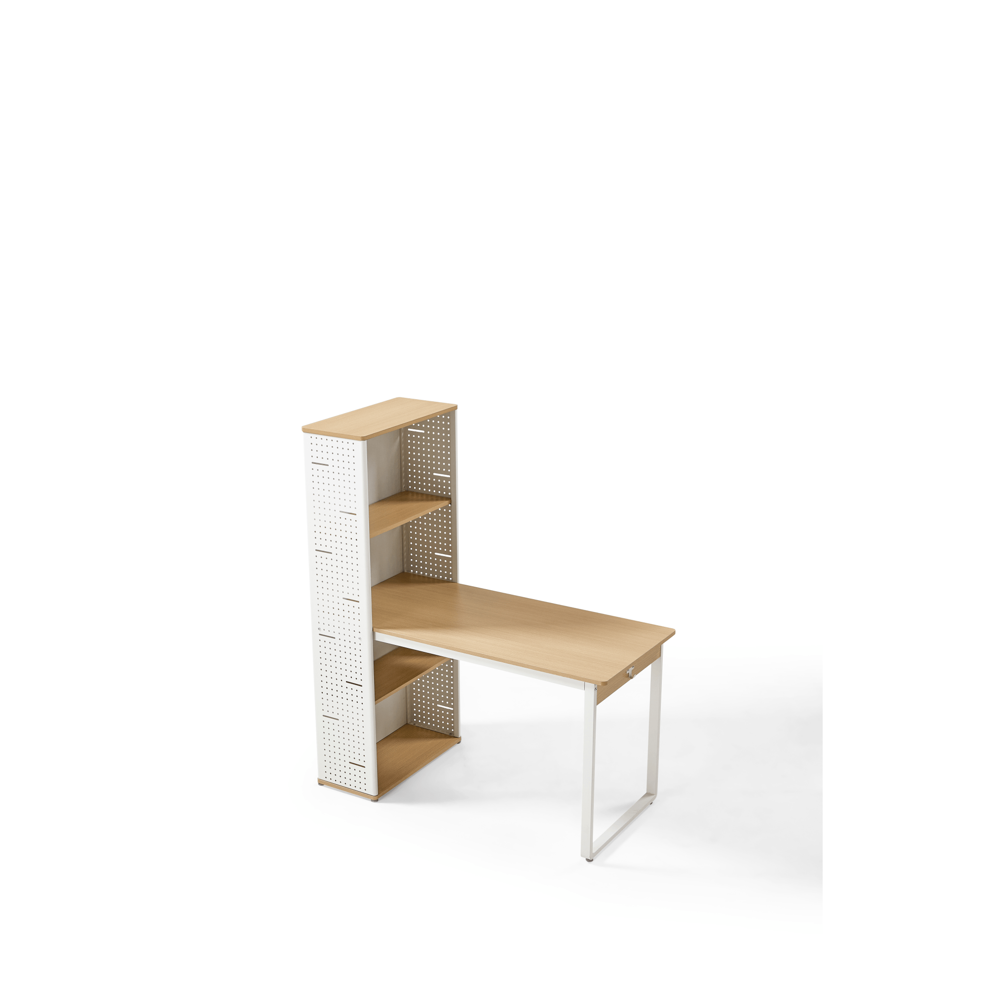 Linspire Ascend Desk with Shelves, Natural Wood & White