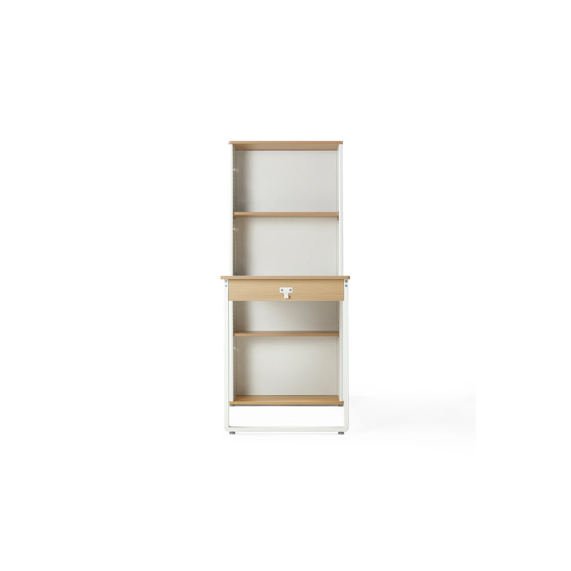Linspire Ascend Desk with Shelves, Natural Wood & White