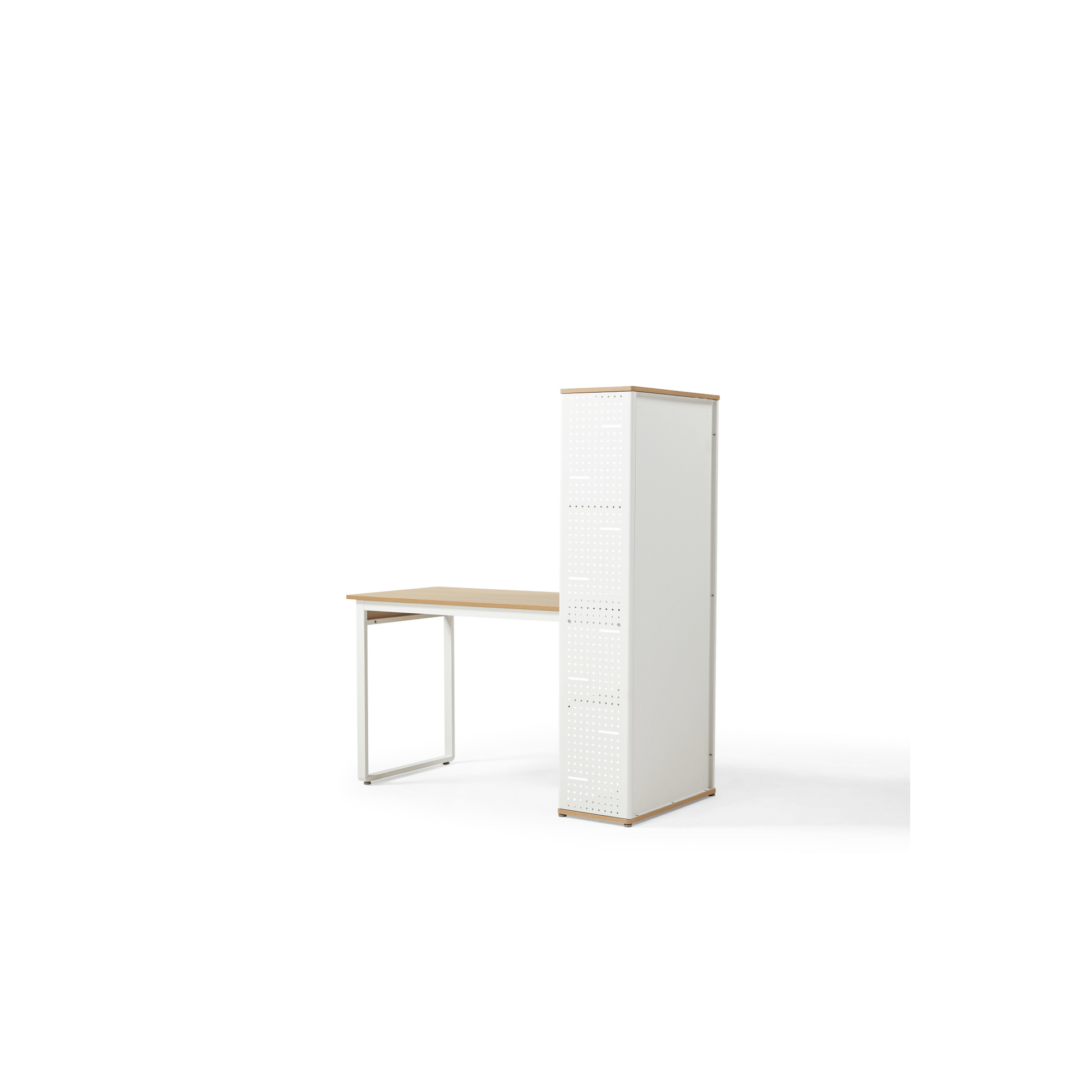 Linspire Ascend Desk with Shelves, Natural Wood & White