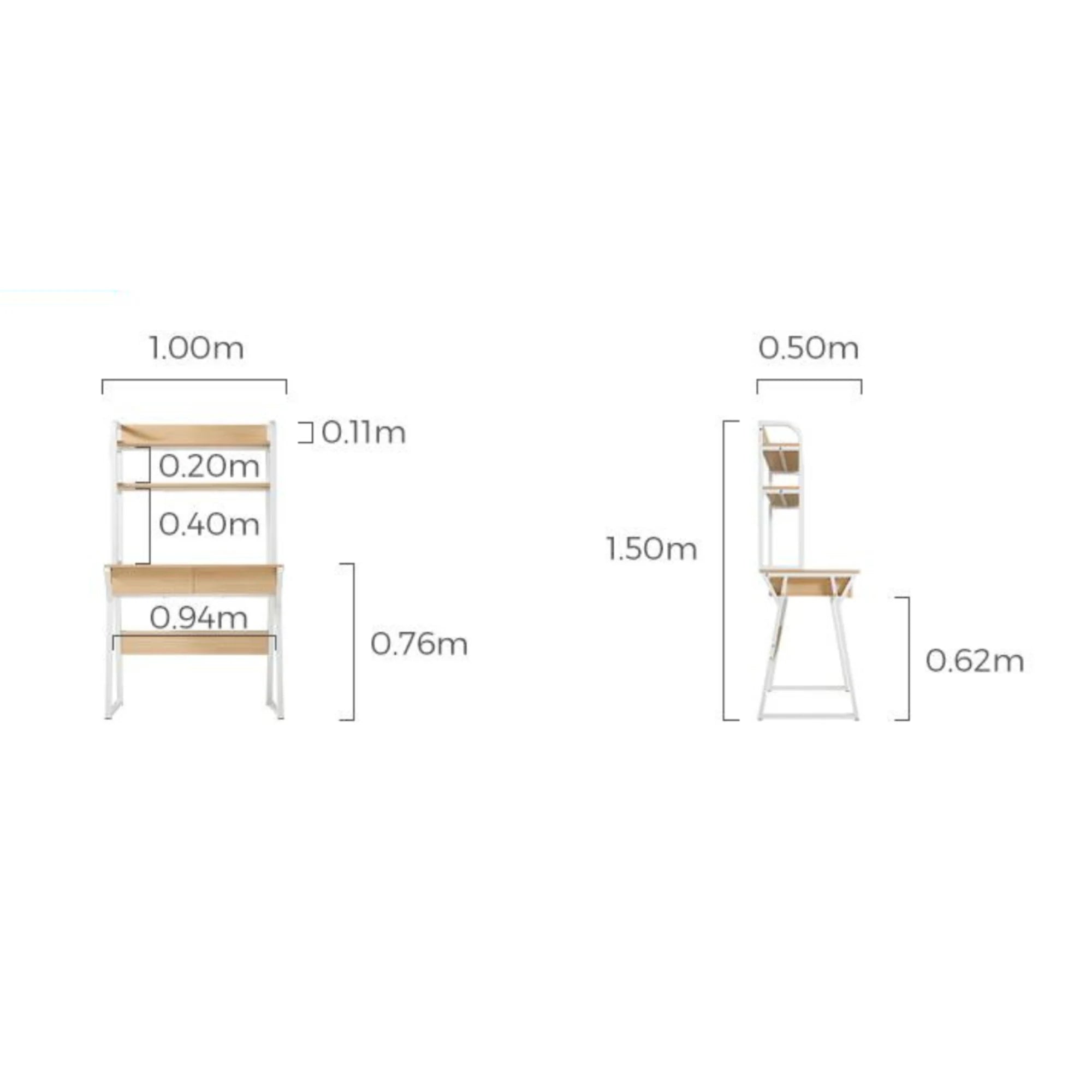 Linspire Axis Study Desk with 2 Drawers, W100cm, Natural Wood