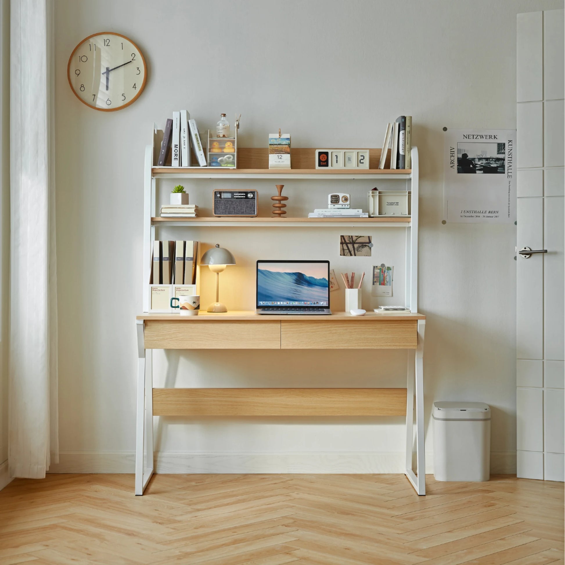 Linspire Axis Study Desk with 2 Drawers, 120cm, Natural Wood