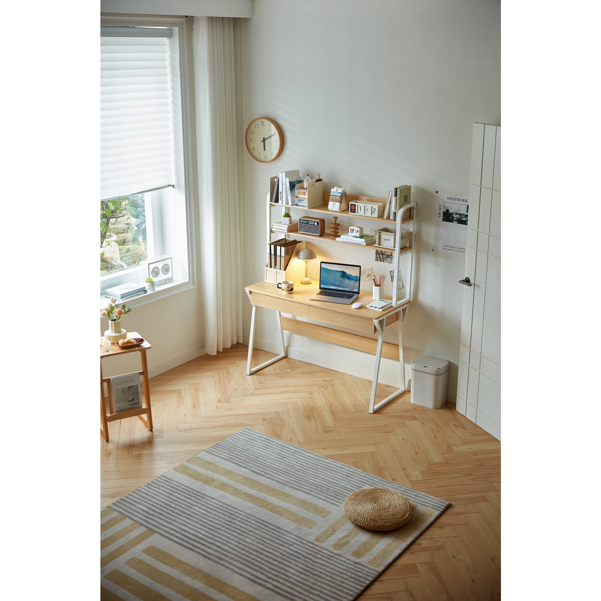 Linspire Axis Study Desk with 2 Drawers, 120cm, Natural Wood
