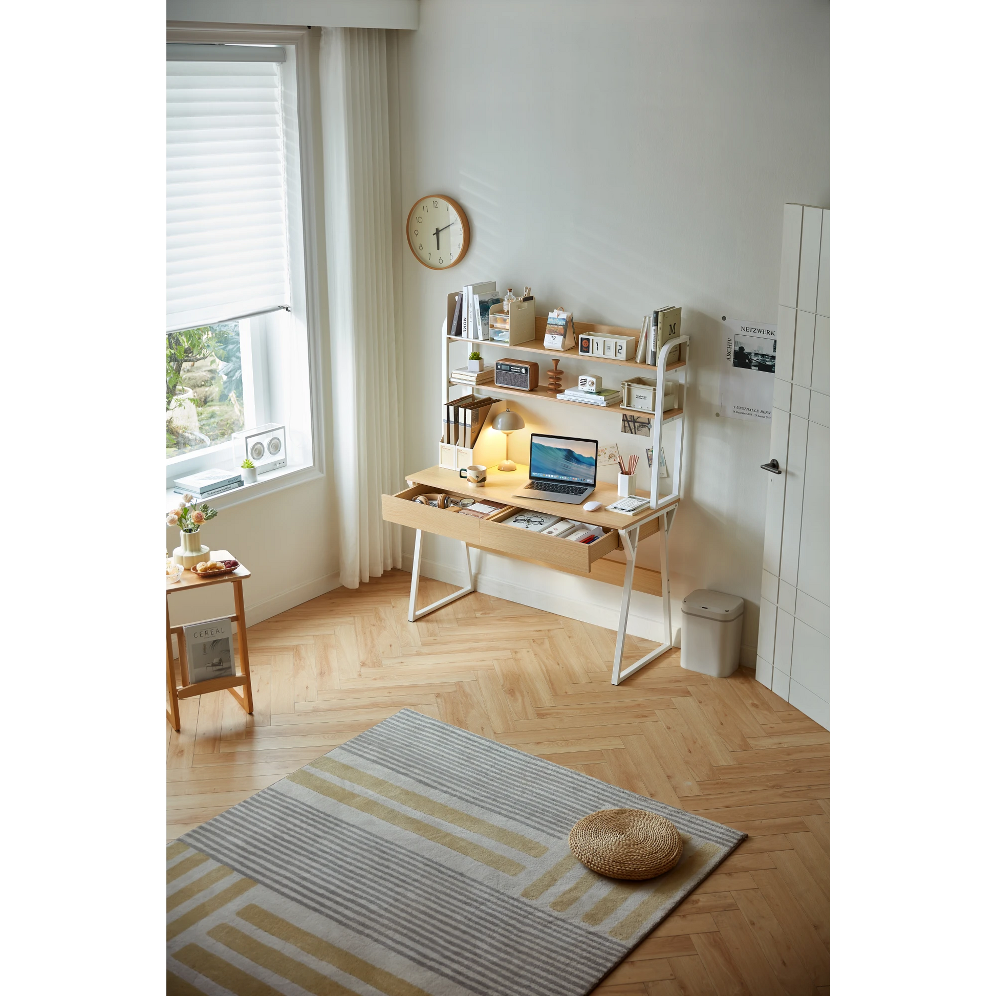 Linspire Axis Study Desk with 2 Drawers, 120cm, Natural Wood