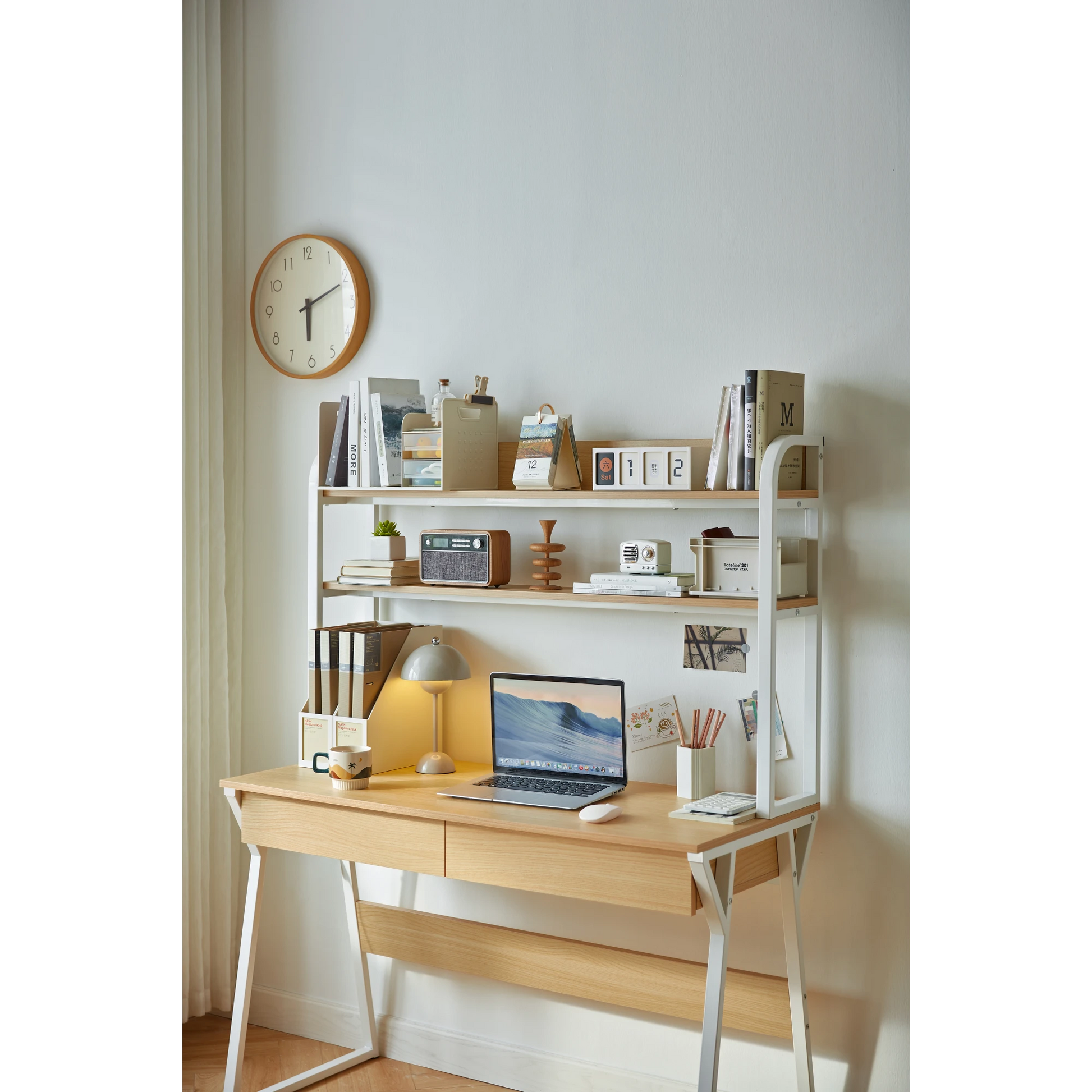 Linspire Axis Study Desk with 2 Drawers, 120cm, Natural Wood