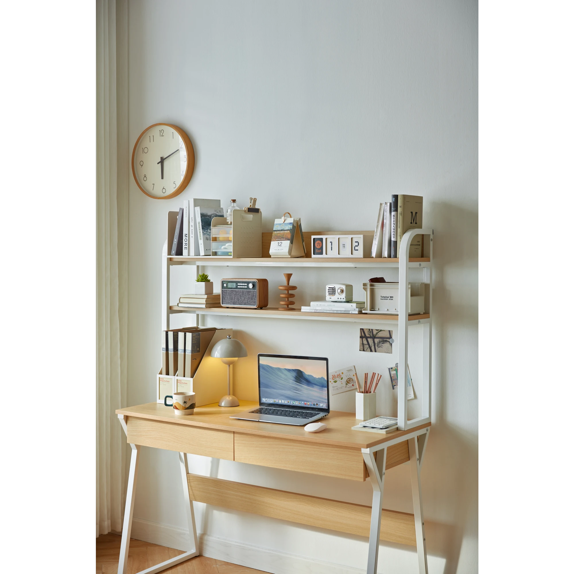 Linspire Axis Study Desk with 2 Drawers, 120cm, Natural Wood