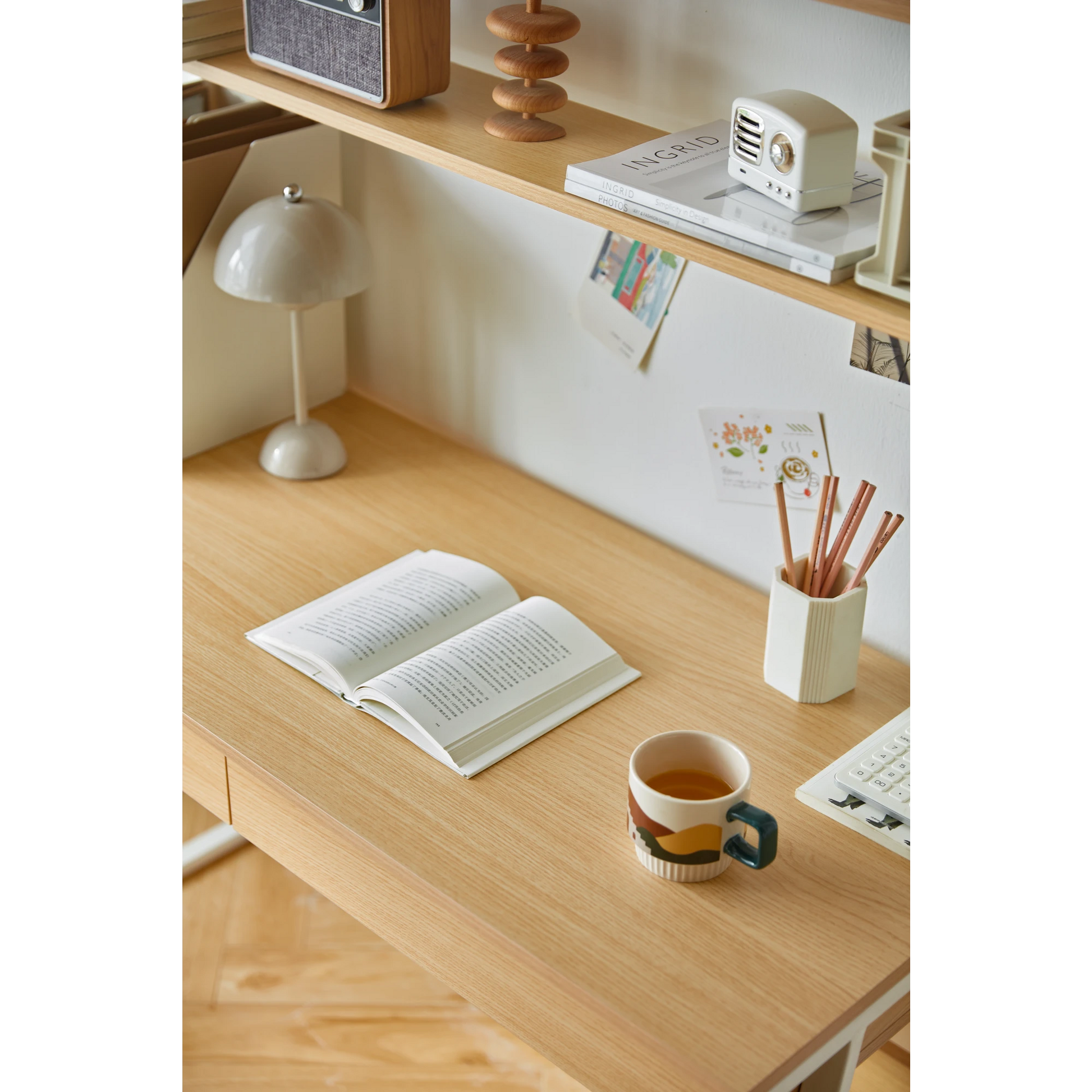 Linspire Axis Study Desk with 2 Drawers, 120cm, Natural Wood
