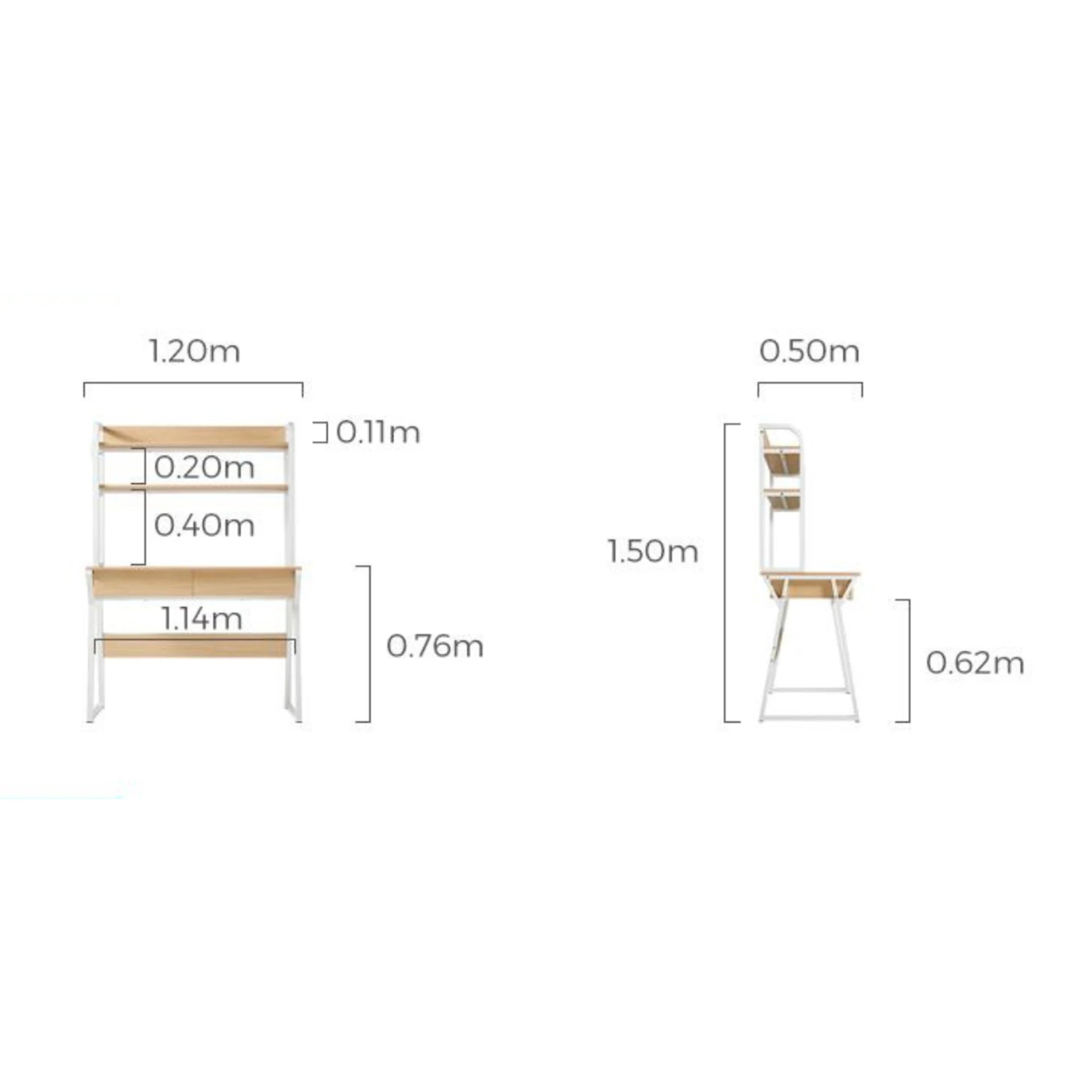 Linspire Axis Study Desk with 2 Drawers, W120cm, Natural Wood