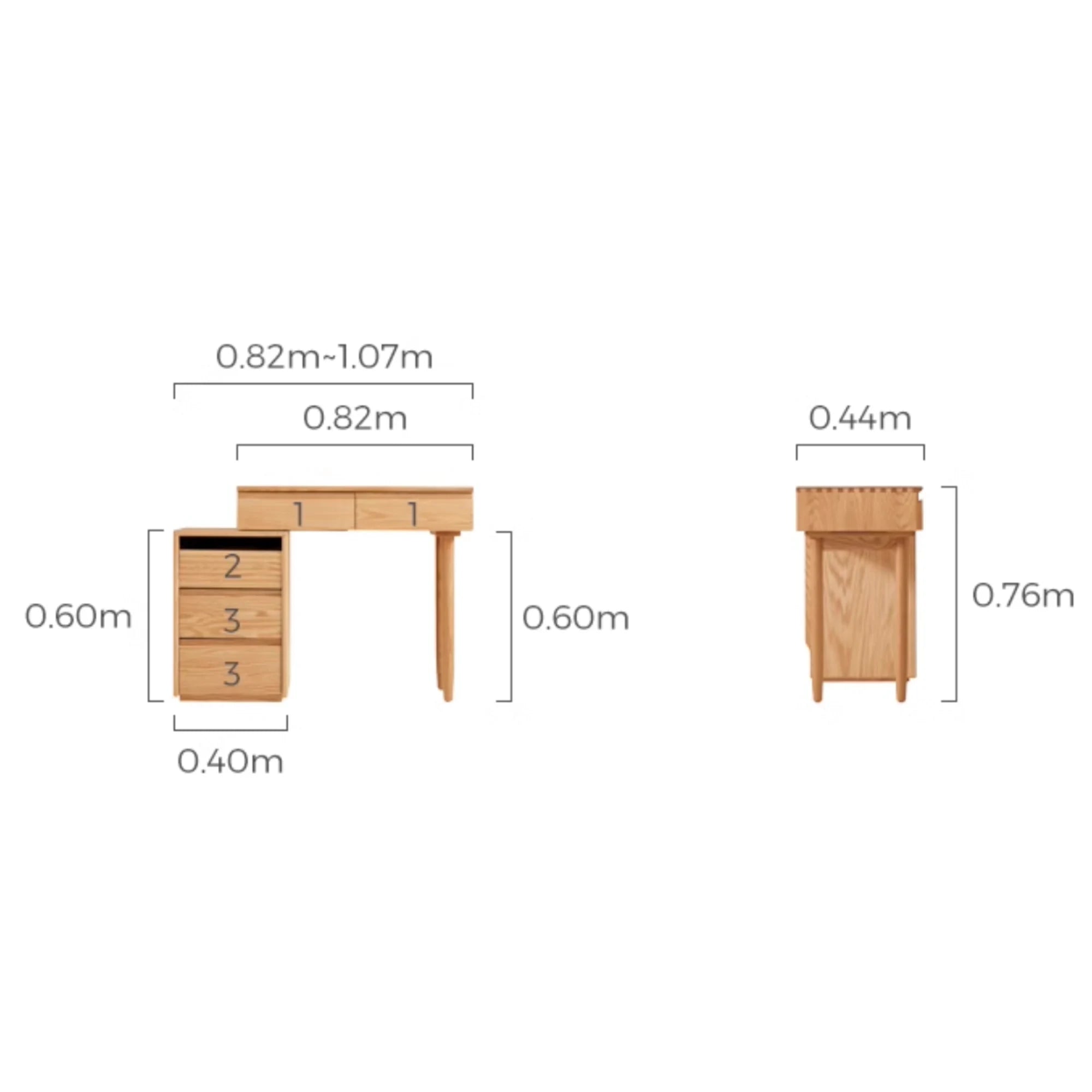 Linspire Flow Solid Wood Dressing Table with Cabinet, W80cm