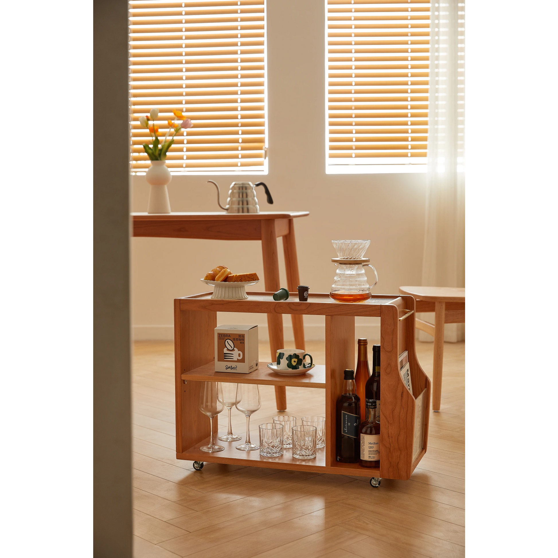 Linspire Flow Solid Wood Side Table with Wheels
