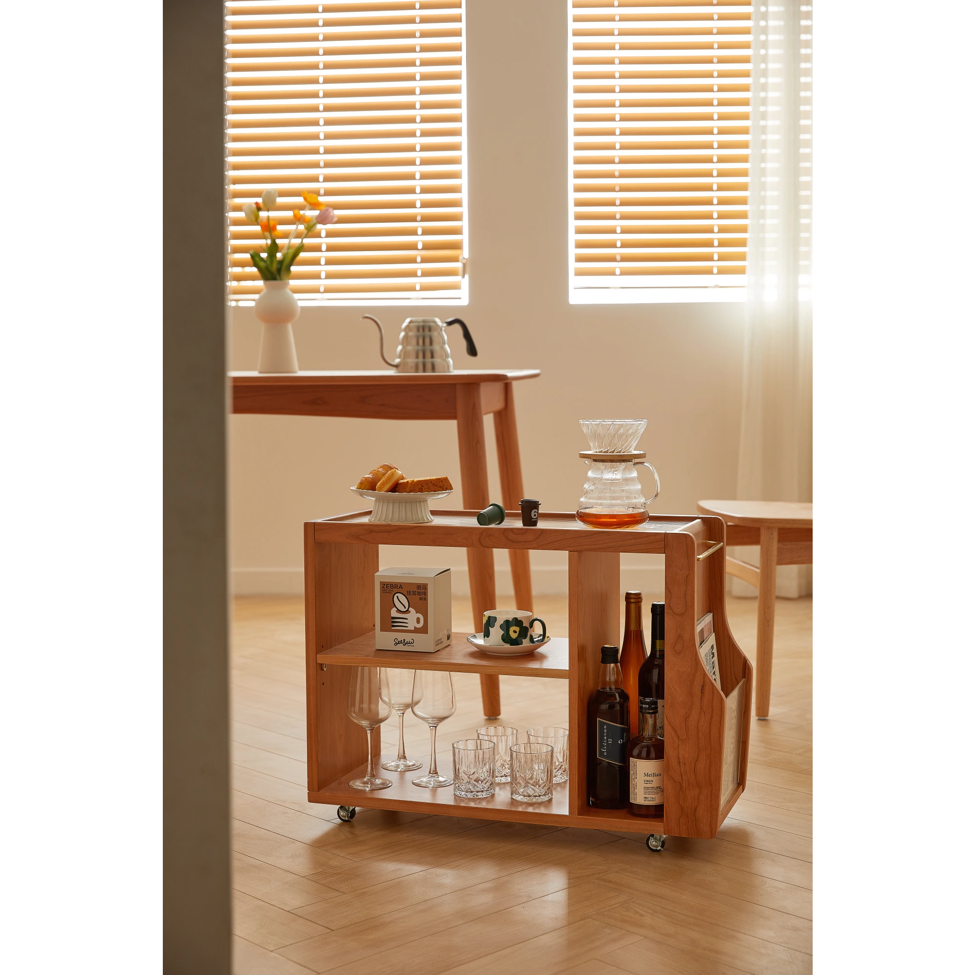 Linspire Flow Solid Wood Side Table with Wheels