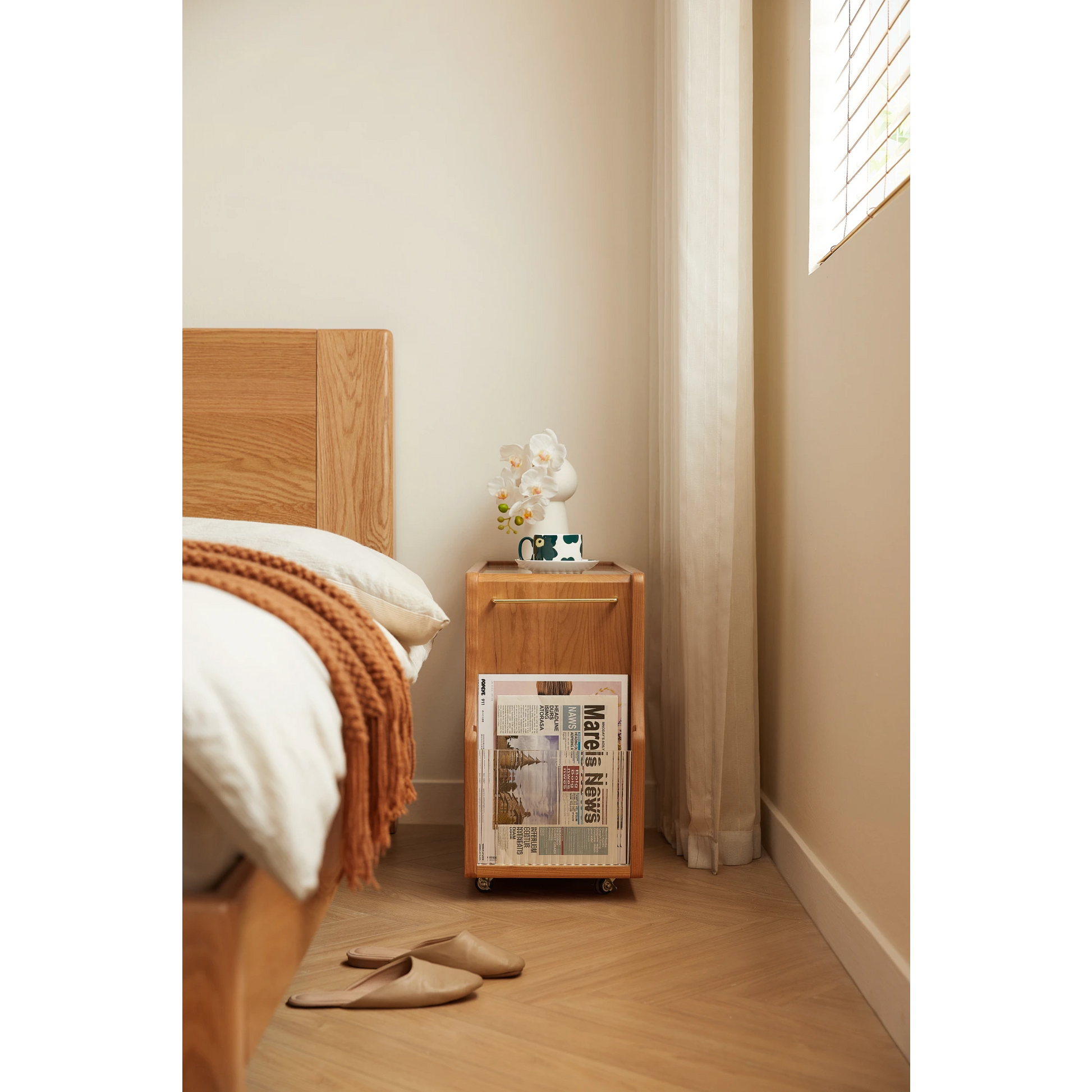 Linspire Flow Solid Wood Side Table with Wheels