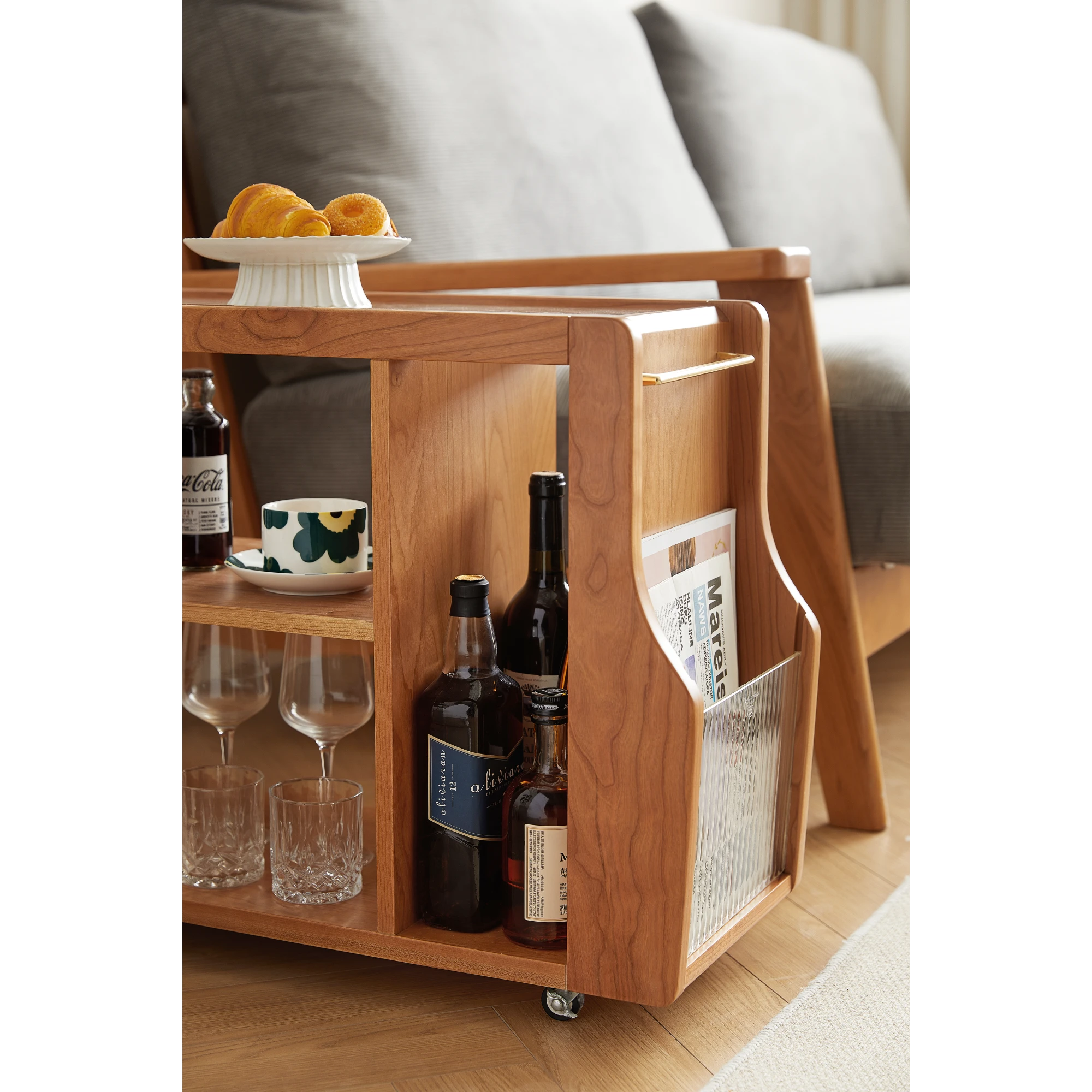 Linspire Flow Solid Wood Side Table with Wheels
