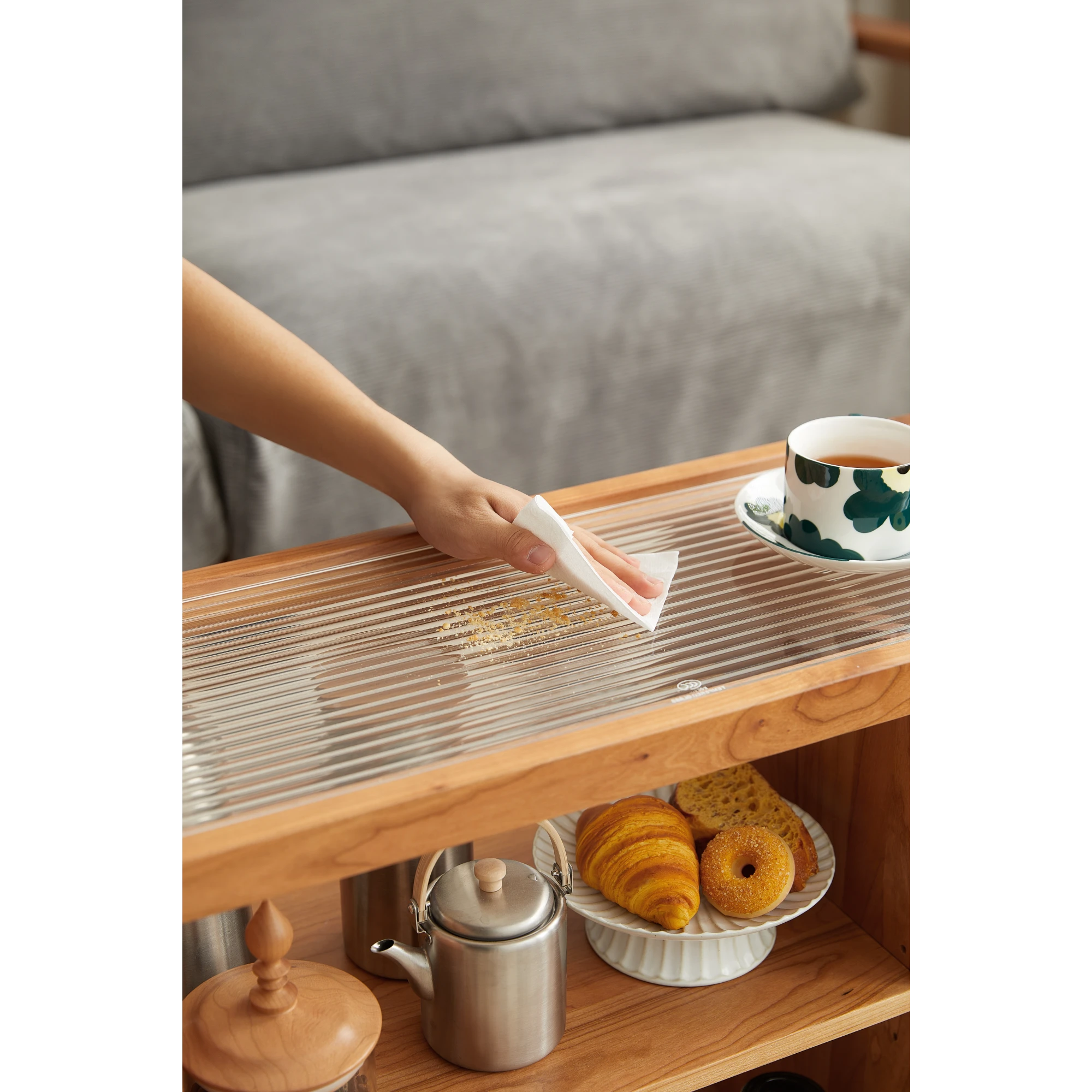 Linspire Flow Solid Wood Side Table with Wheels