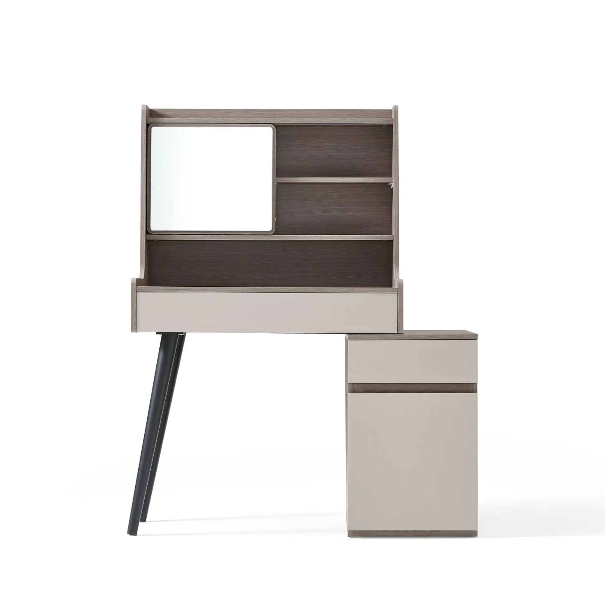 Linspire Juniper Extendable Dressing Table with Cabinet Set, Dark Wood & Light Grey