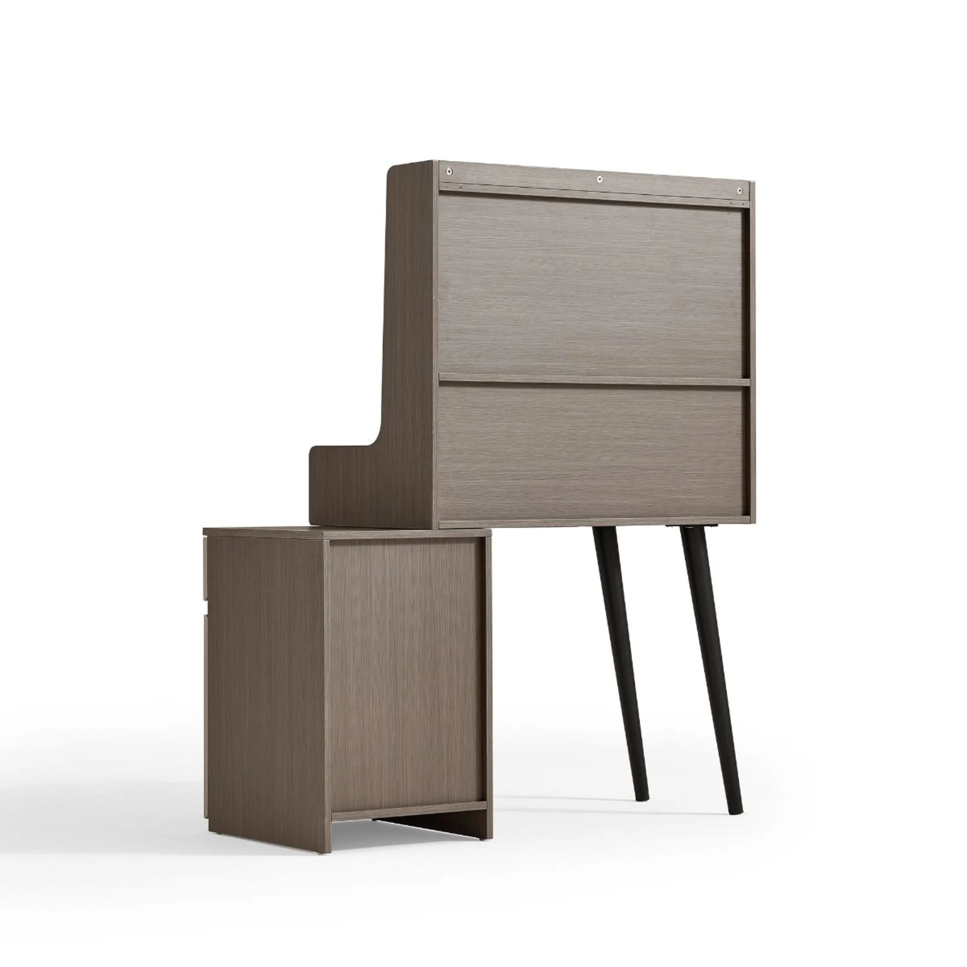 Linspire Juniper Extendable Dressing Table with Cabinet Set, Dark Wood & Light Grey