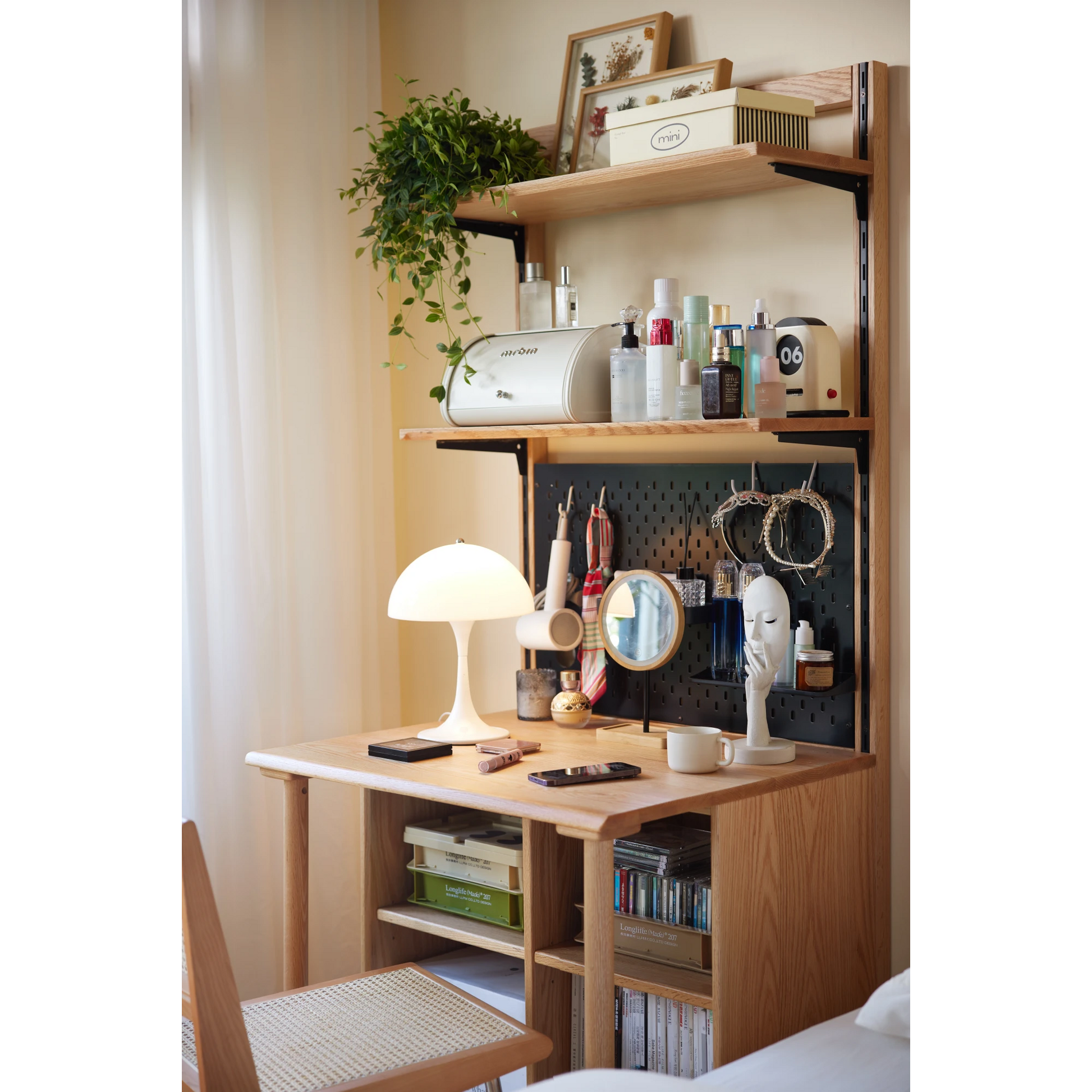 Linspire Noble Desk with Shelf, 80cm, Natural Wood